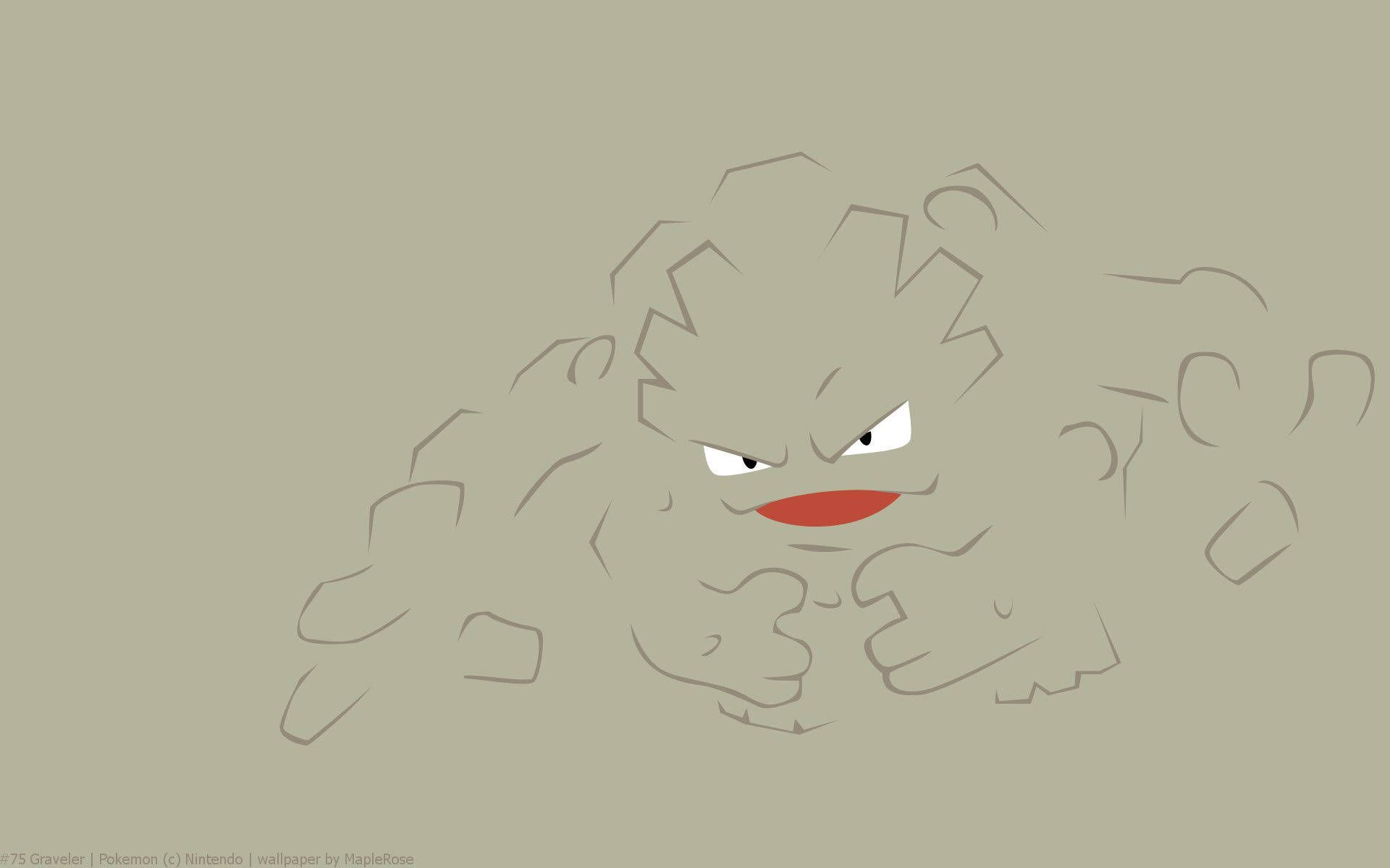 Utviklet Geodude Enkel Grå Omriss Bakgrunner