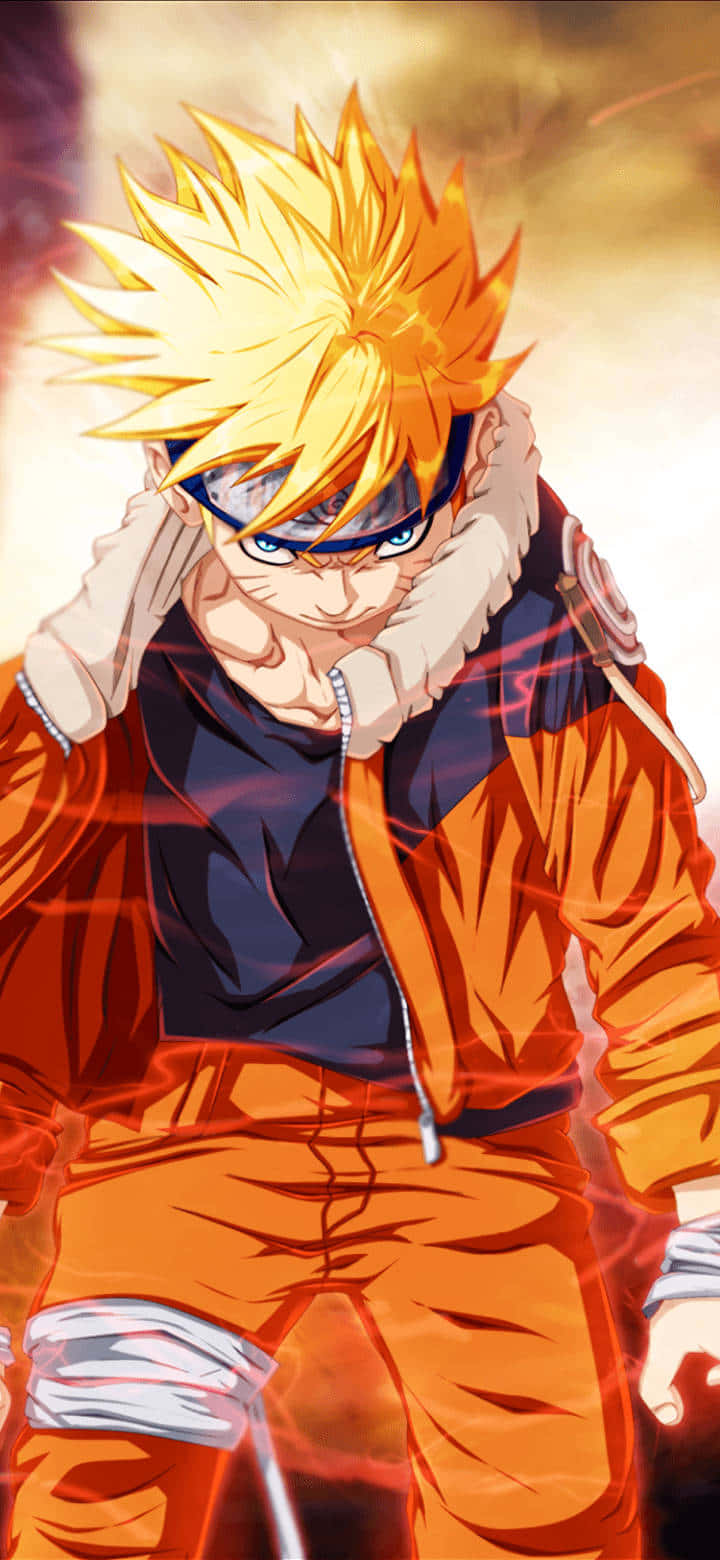 Uzumaki Naruto i aksjon - Oransje anime-scene Bakgrunner