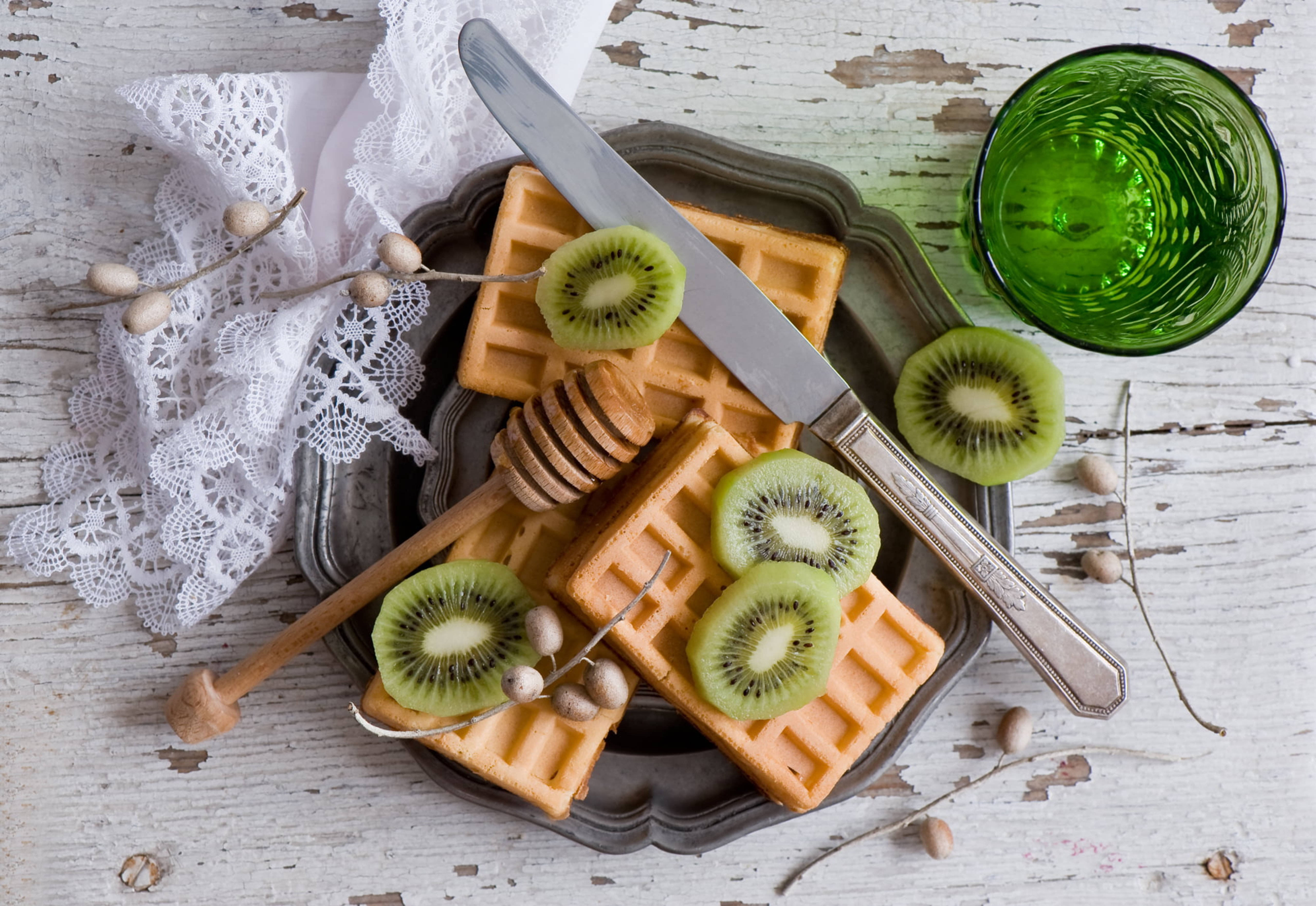 Vafler Kiwi Flat Lay Bakgrunner