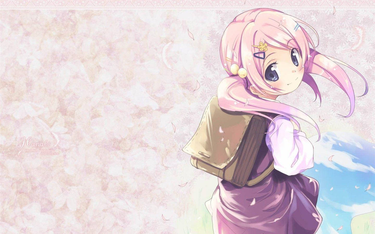 Vakker anime-skoledame Bakgrunner