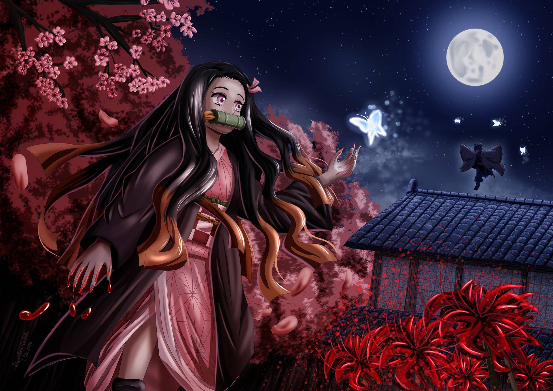 Vakker Demon Slayer Nezuko 4K-bilde Bakgrunner