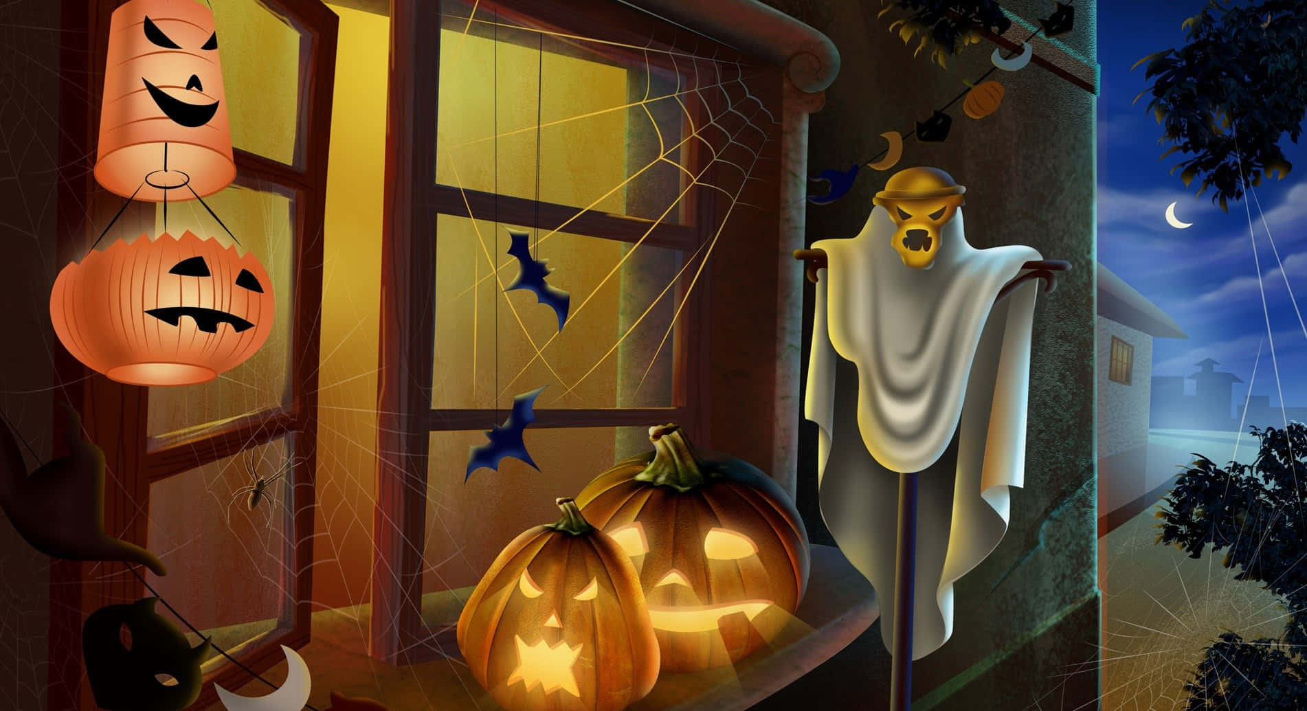 Vakker Halloween-dekorasjon av et hus Bakgrunner