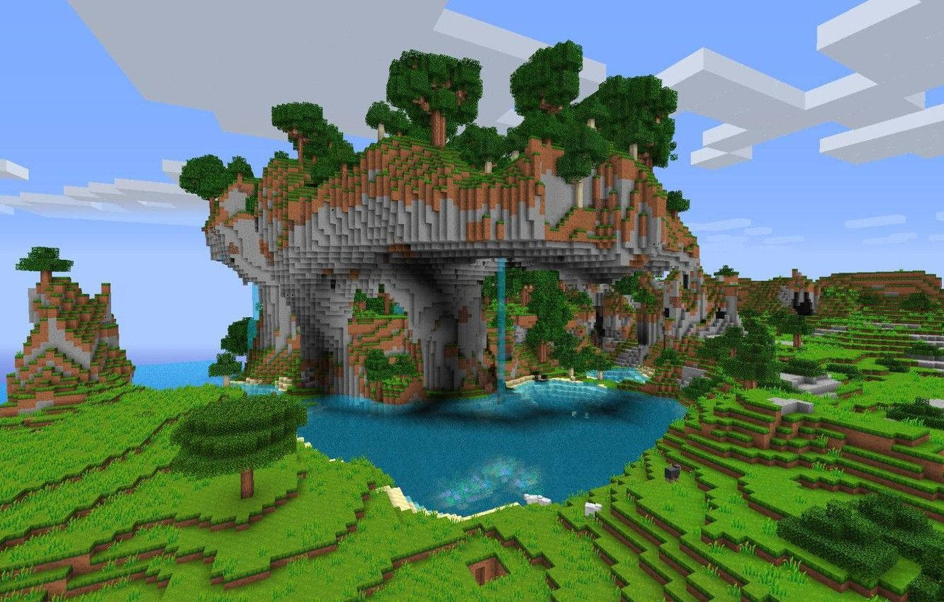 Vakker Minecraft-forhøyet skog Bakgrunner