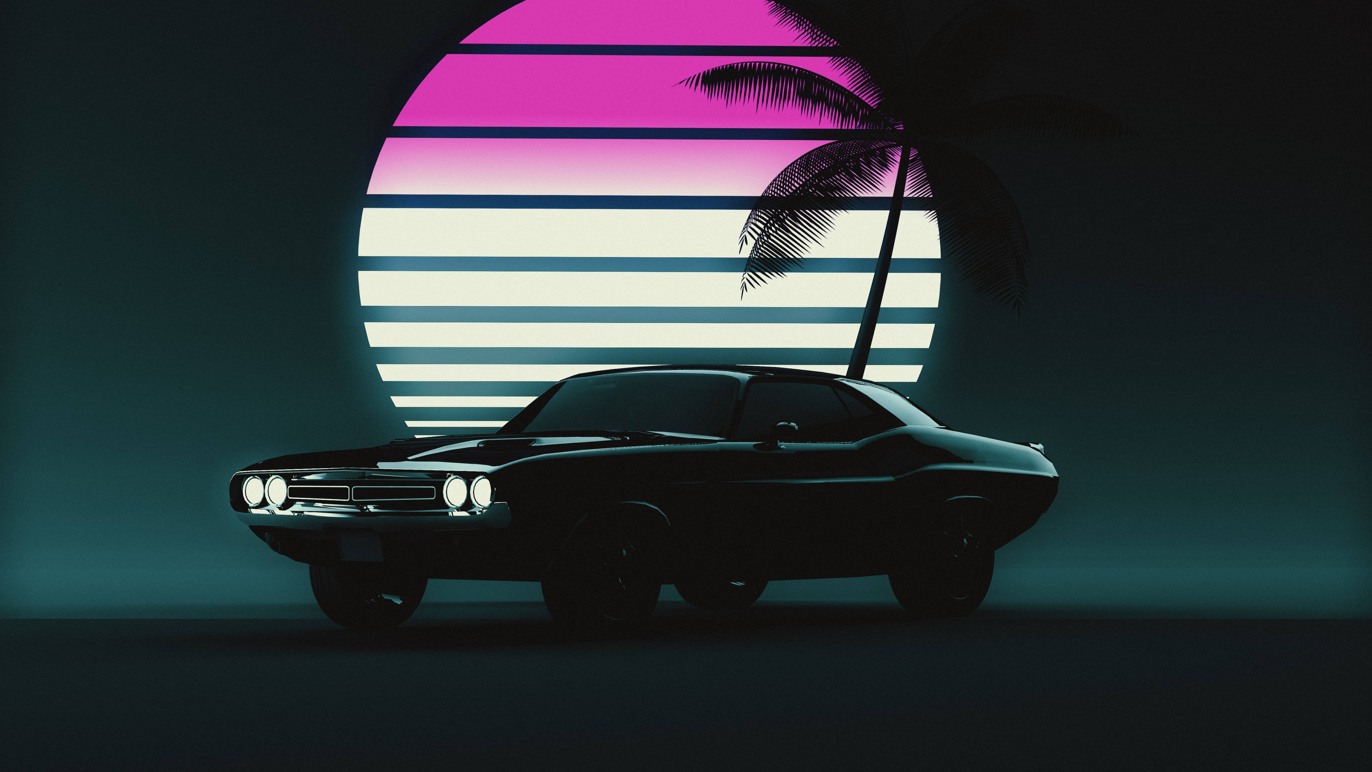 Vaporwave-estetikk 4K bærbar PC-bil Bakgrunner