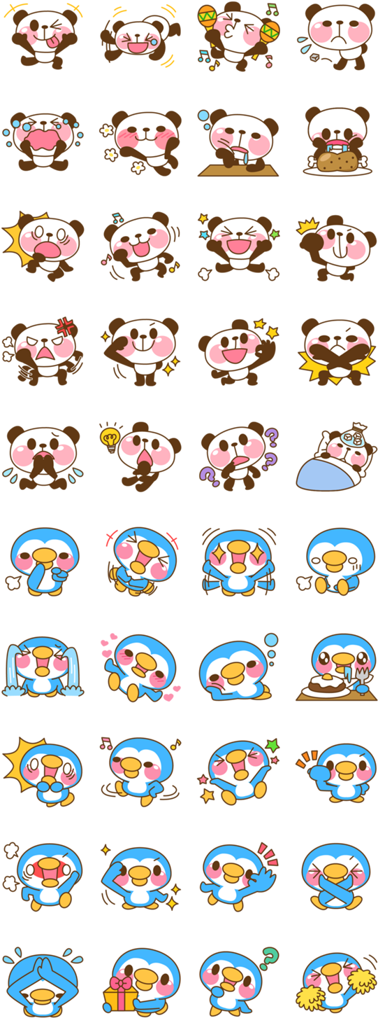 Variety of Cute Pandas Emotions and Activities Bakgrunner