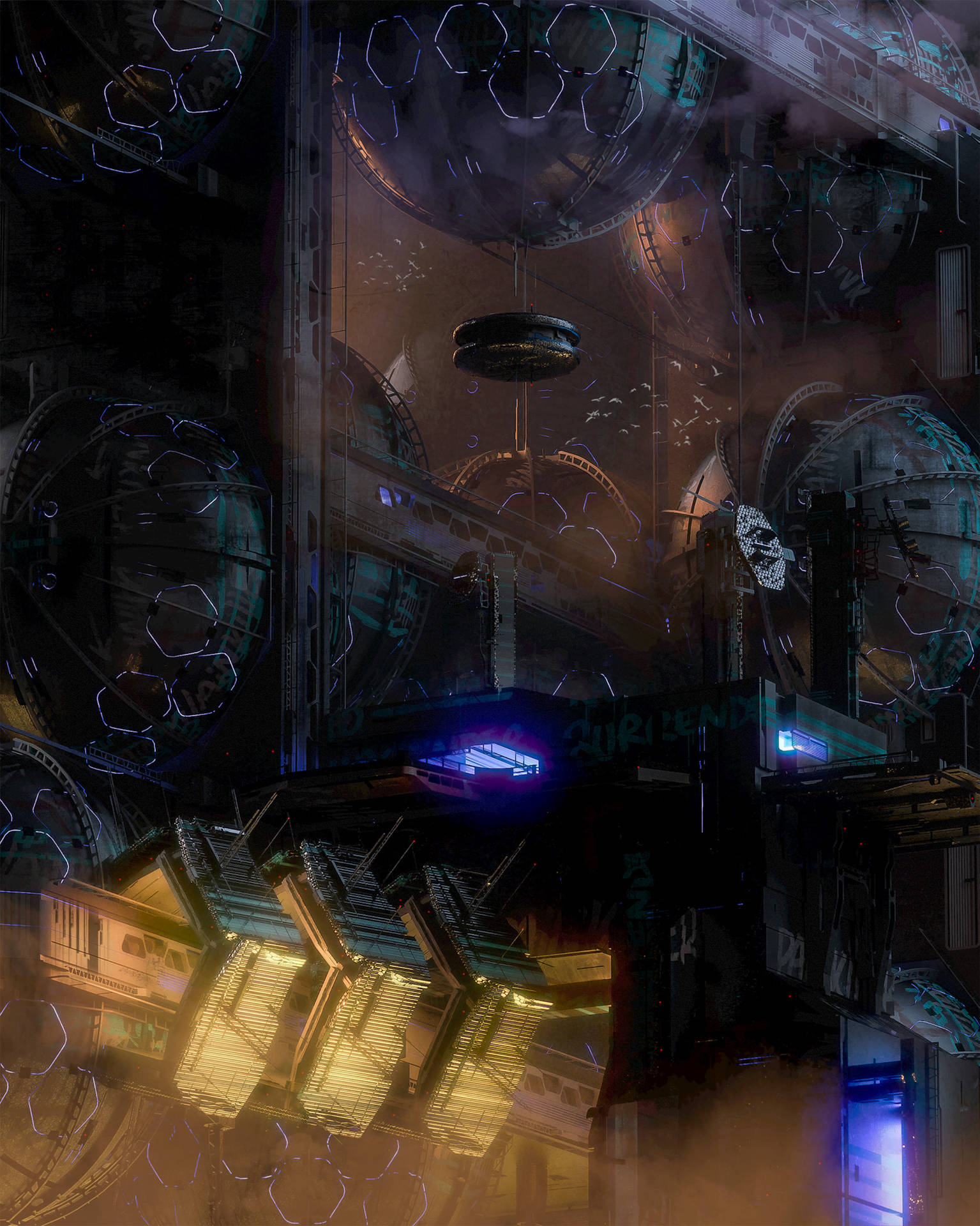Fremtidsrettet arkitektur, science-fiction Cyberpunk