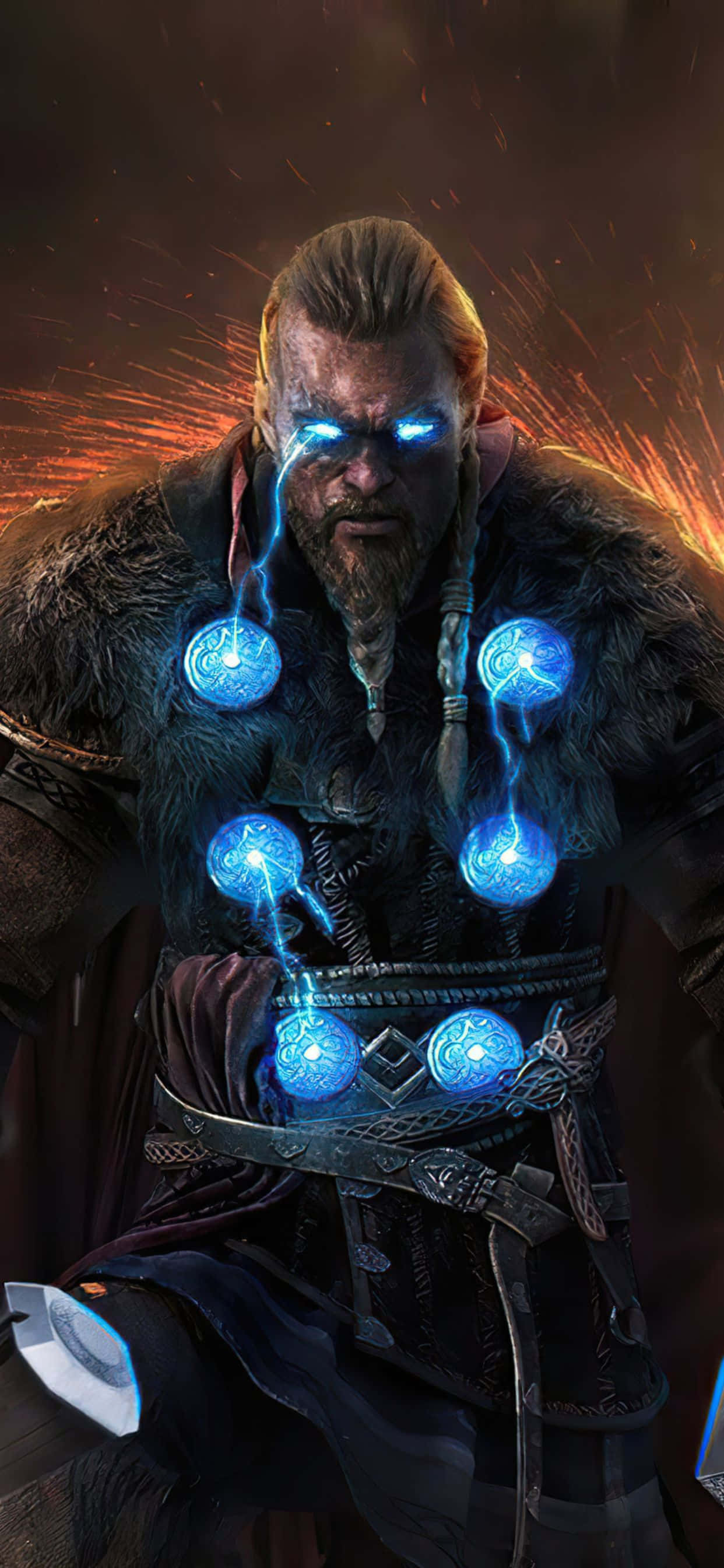 Viking Eivor Kunstverk iPhone Xs Max Assassin's Creed Valhalla Bakgrunn Bakgrunner