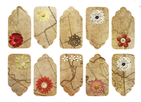 Vintage blomstermerker samling Bakgrunner