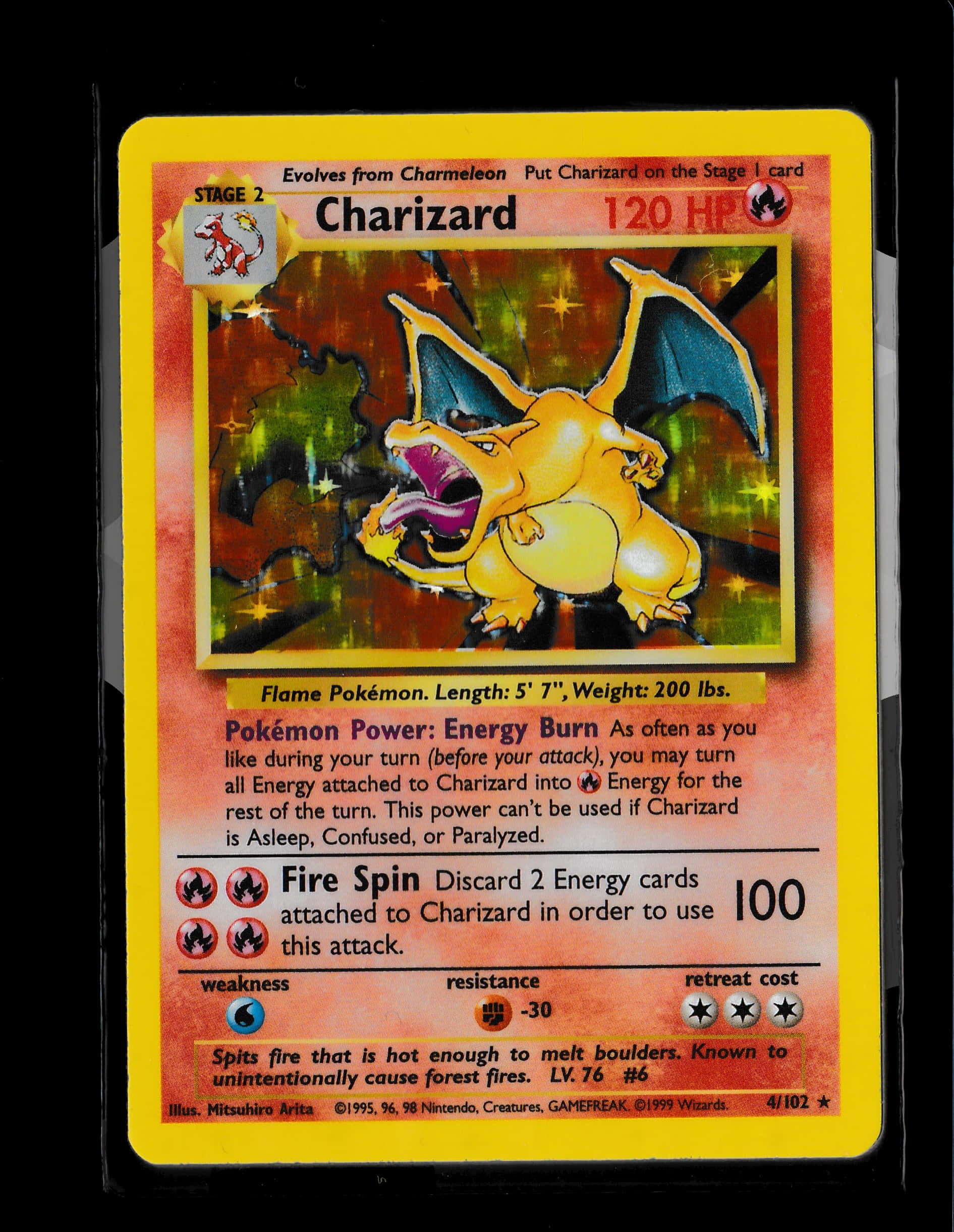 Vintage Charizard Pokemon-kort Bakgrunner