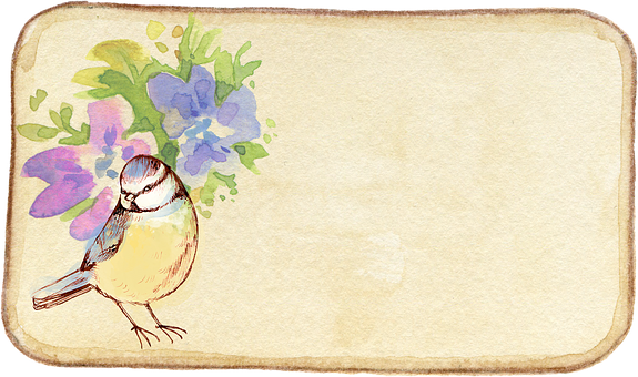 Vintage fugle- og blomsterakvarellramme Bakgrunner