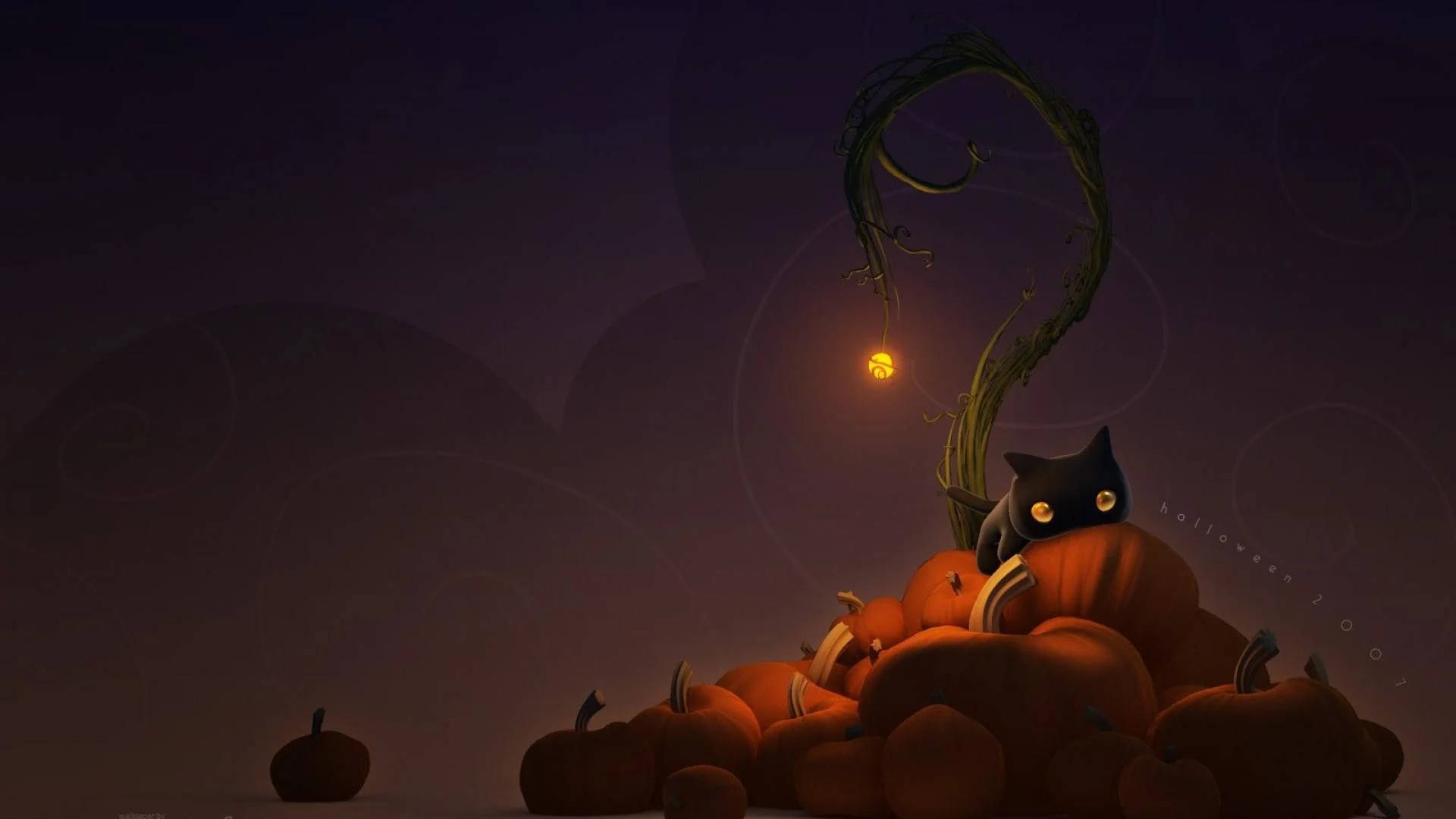 Vintage Halloween-katt i gresskar Bakgrunner