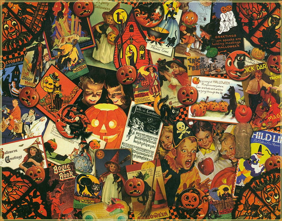 Vintage Halloween-plakat Bakgrunner