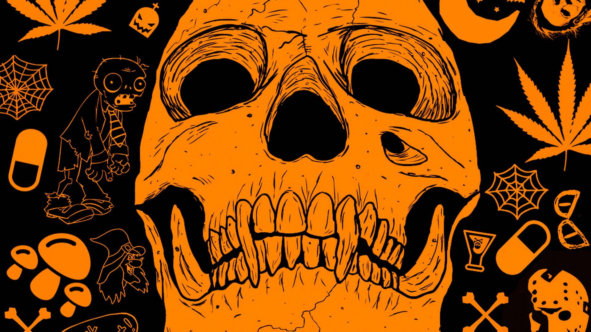 Vintage Halloween oransje hodeskalle Bakgrunner