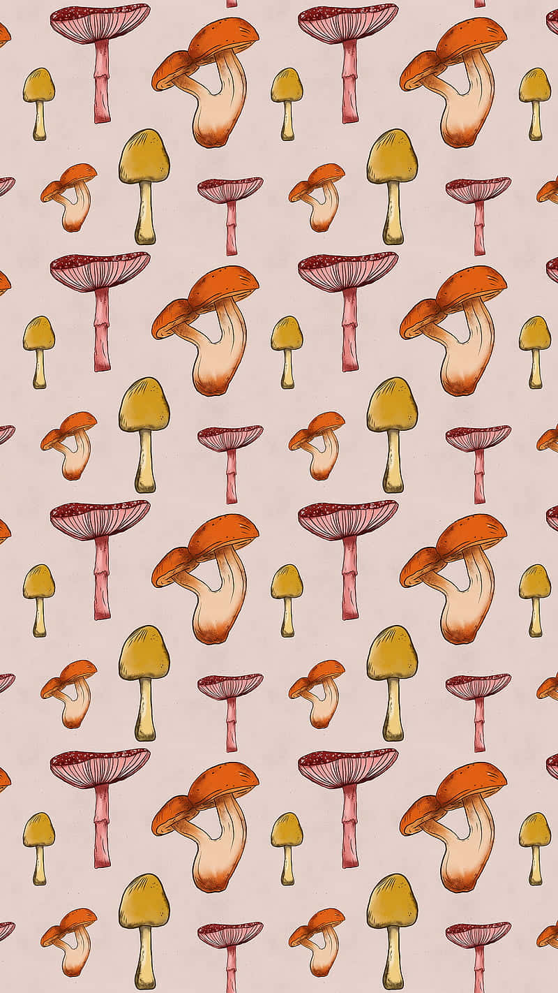 Vintage søt sopp groovy blomstermønster Bakgrunner