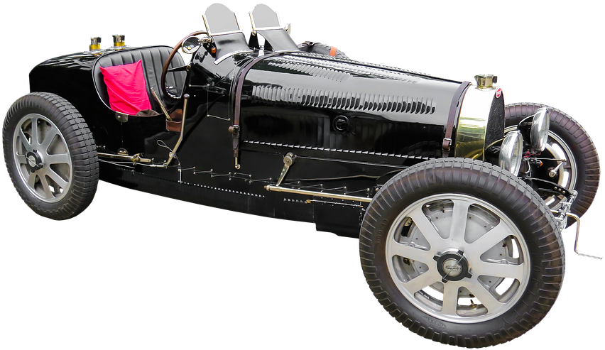Vintage svart Bugatti racerbil Bakgrunner