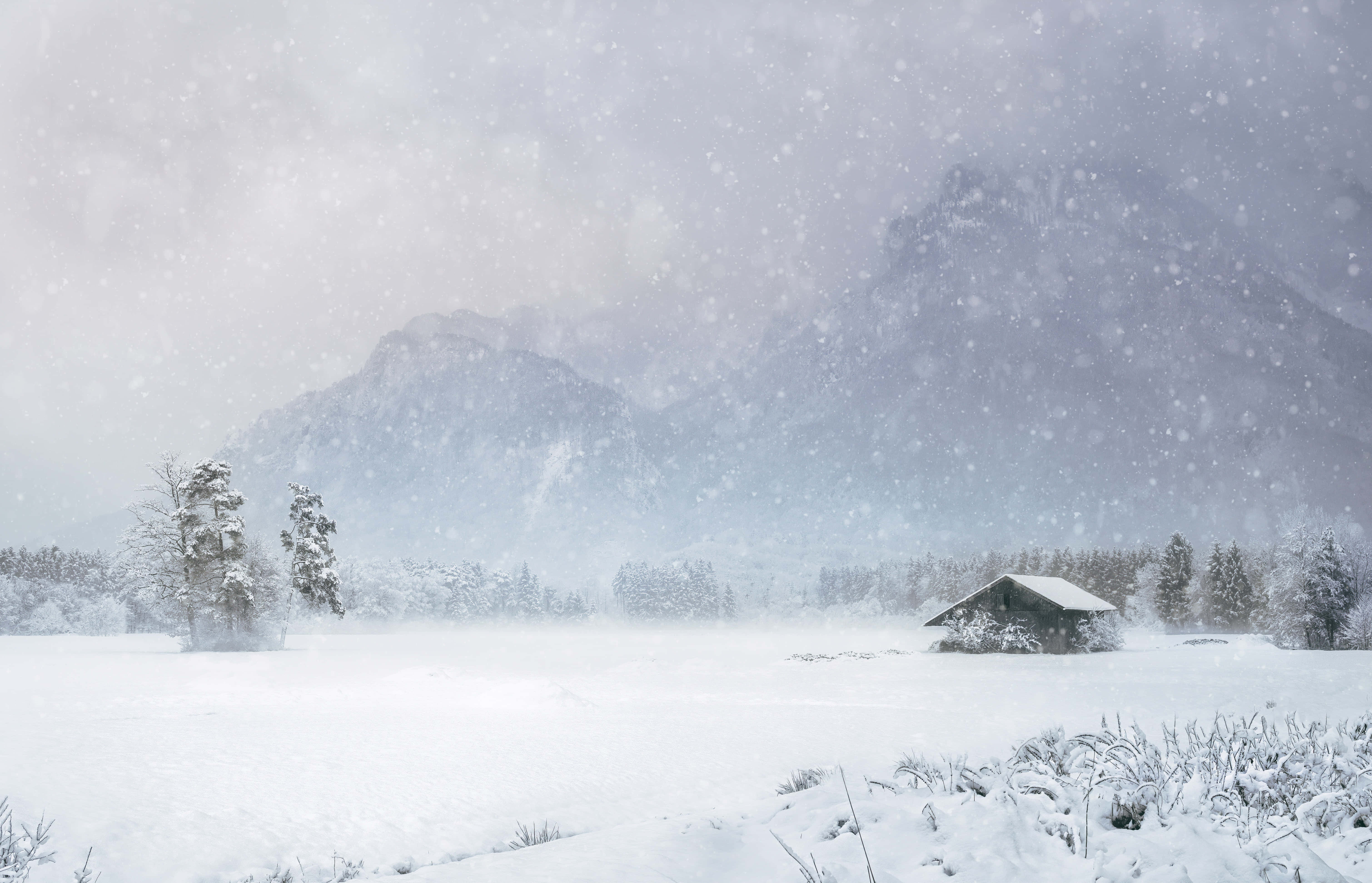 Vinterlandskap med snødekte fjell Bakgrunner