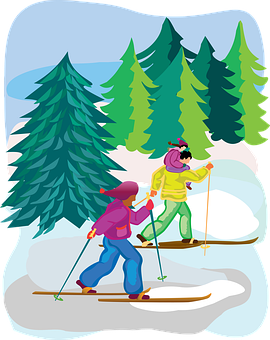 Vinterlig ski-eventyr i skogen Bakgrunner