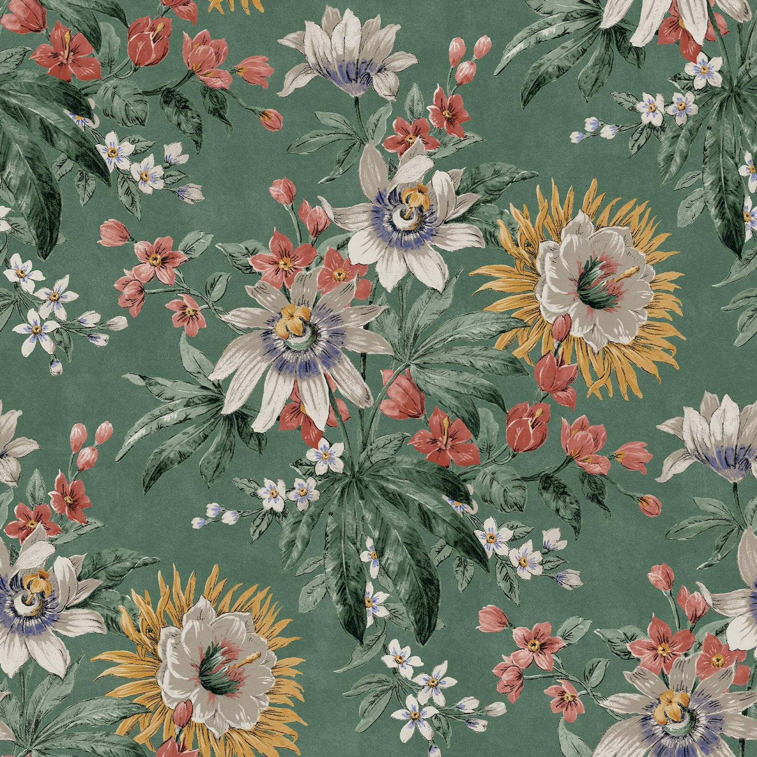 Viridian malte blomster og blader Bakgrunner