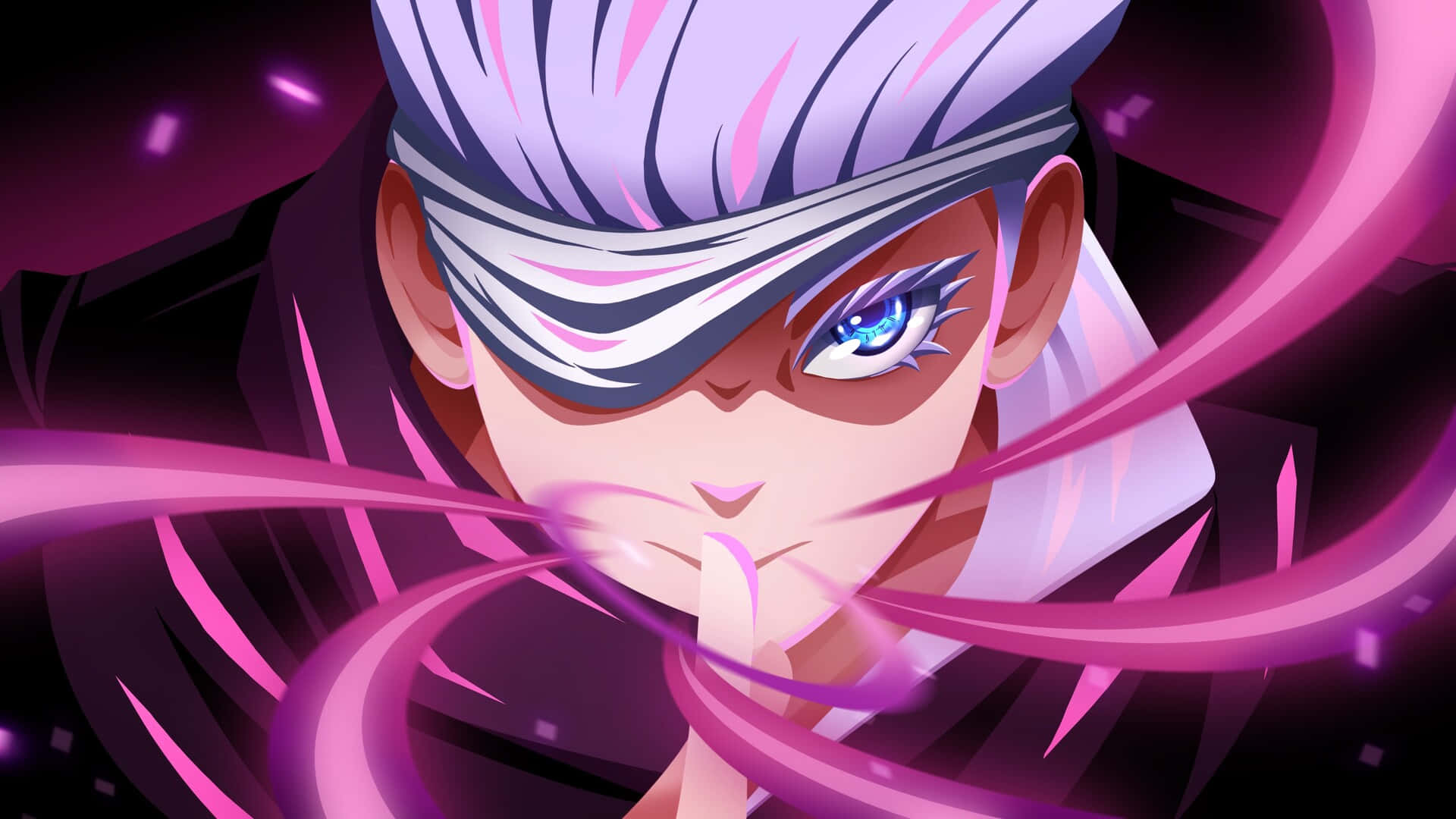 Viser en innovativ lilla anime-bakgrunn Bakgrunner