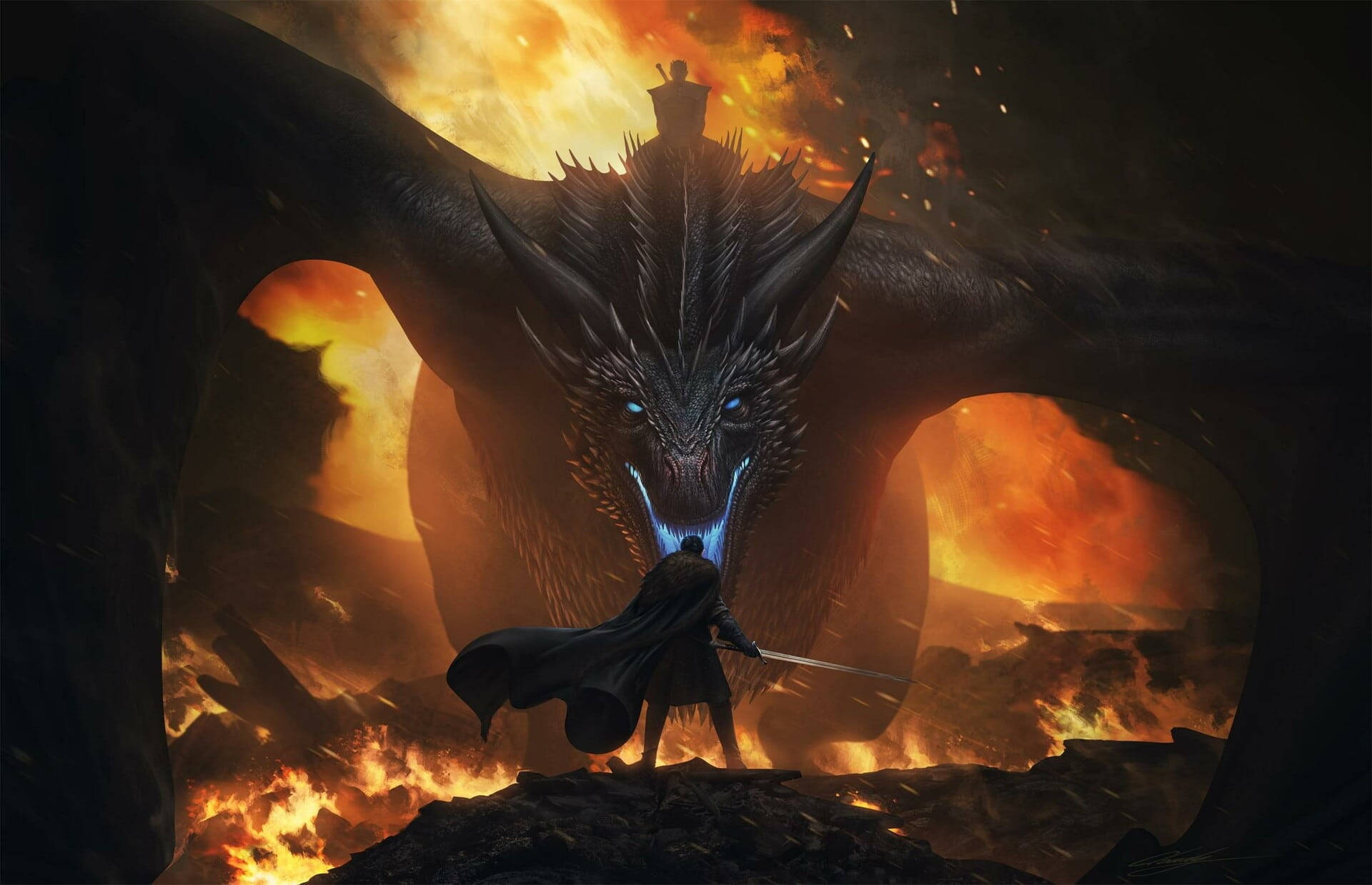 Viserion kjemper mot Jon Snow Game Of Thrones Bakgrunner