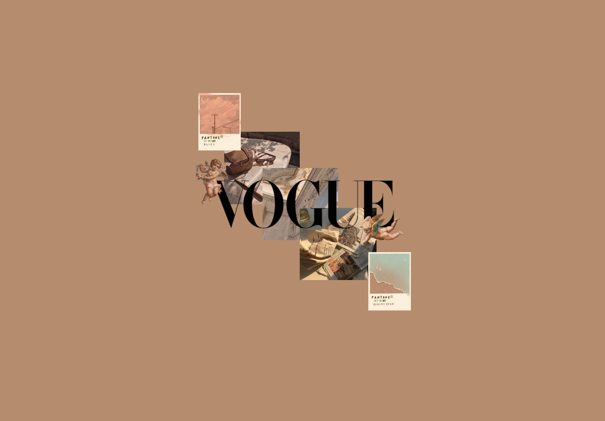 Vogue-magasin på beige brun estetikk Bakgrunner