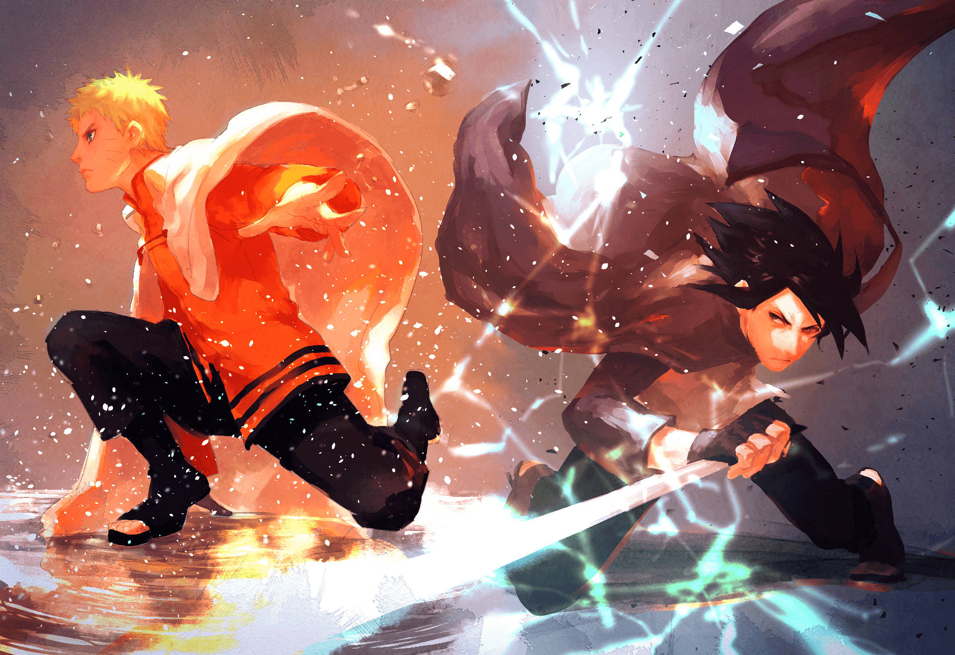 Voksne Naruto og Sasuke Duo Bakgrunner