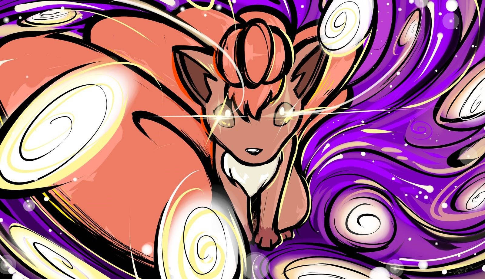Vulpix i en spiralbakgrunn Bakgrunner