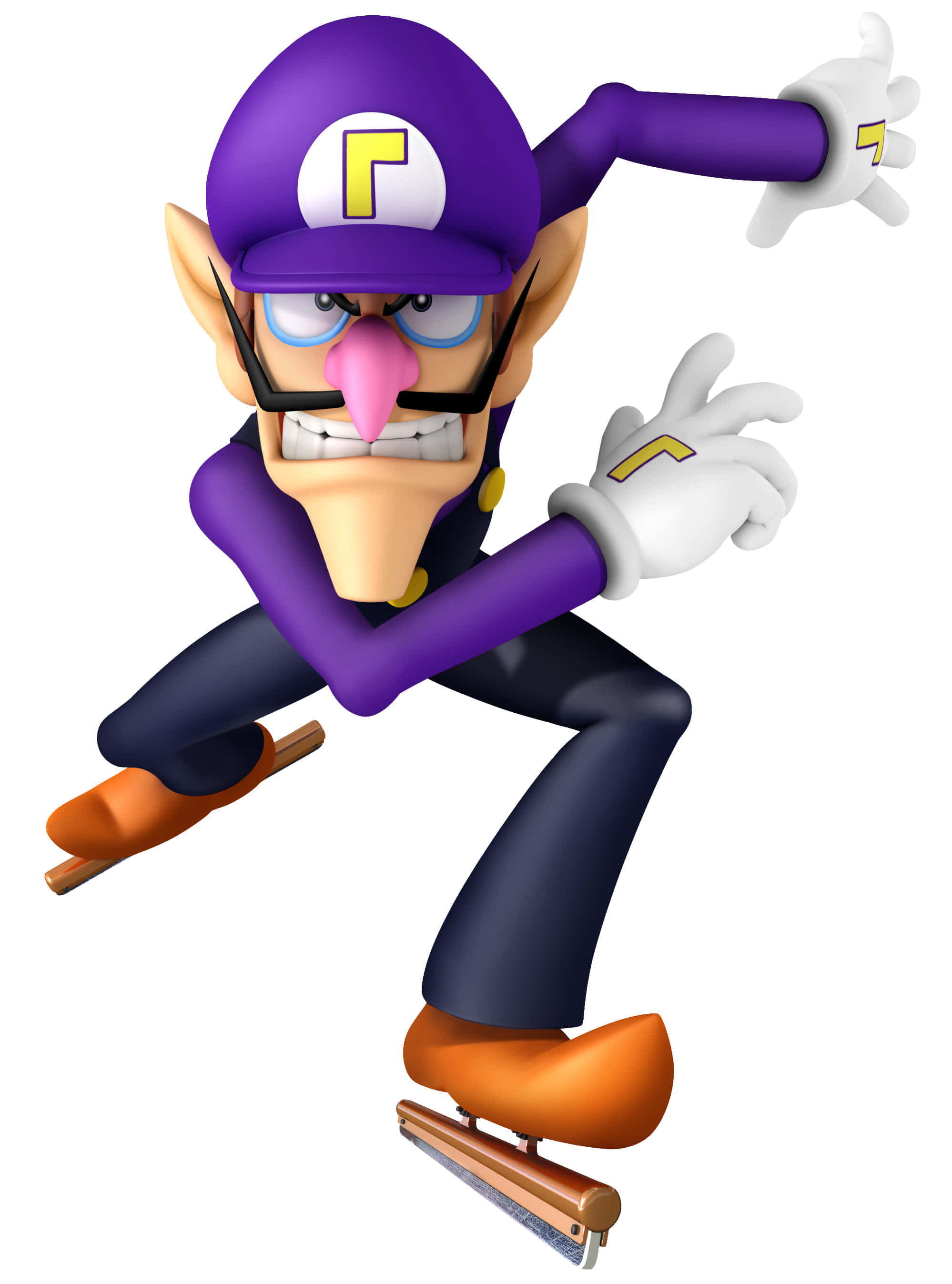 Waluigi viser sin signaturstil Bakgrunner