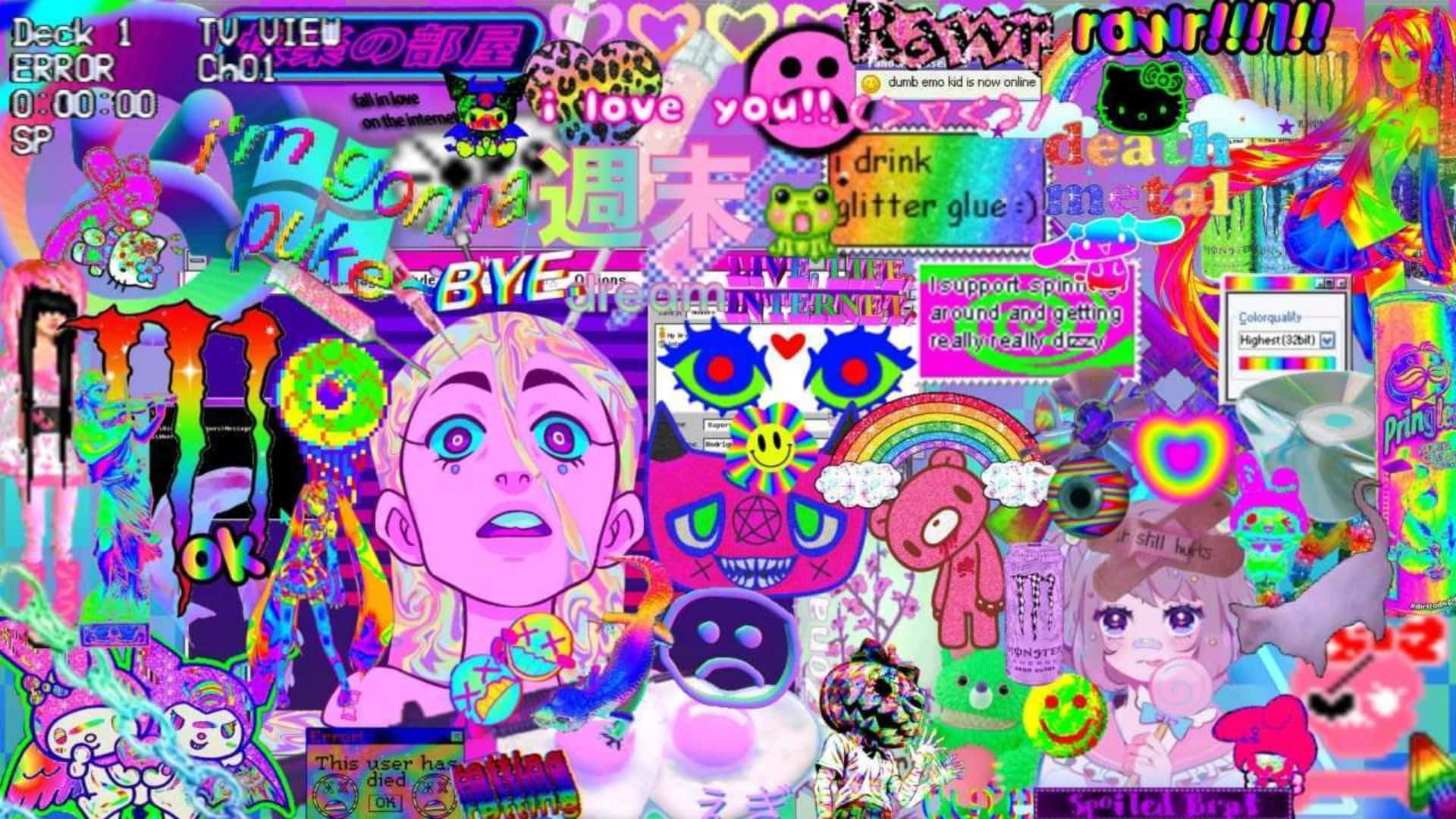 Weirdcore-profilbilde med slagord og logoer Bakgrunner