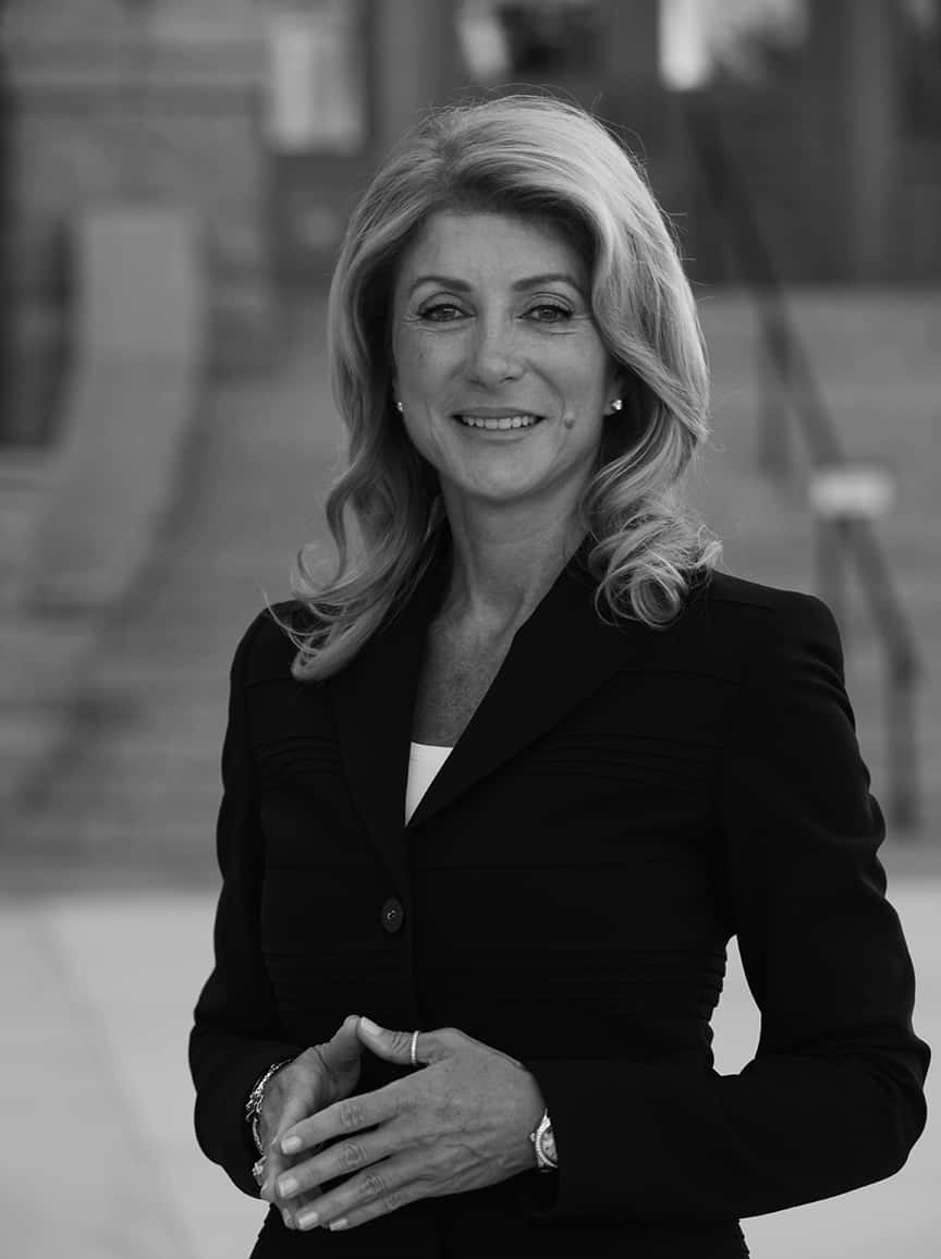 Wendy Davis i svart-hvitt bilde Bakgrunner