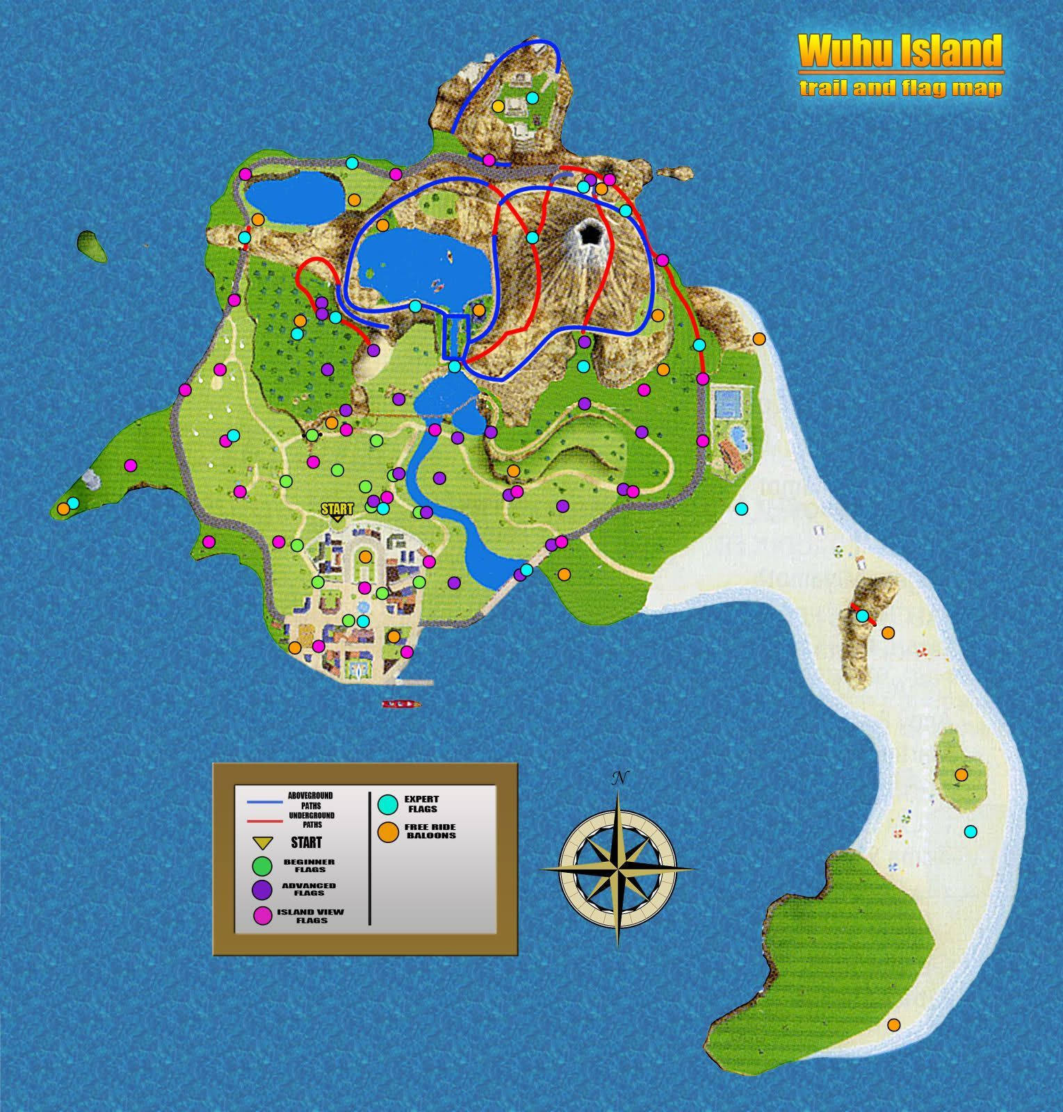 Wuhu-øyas spillkart i Wii Sports Resort Bakgrunner
