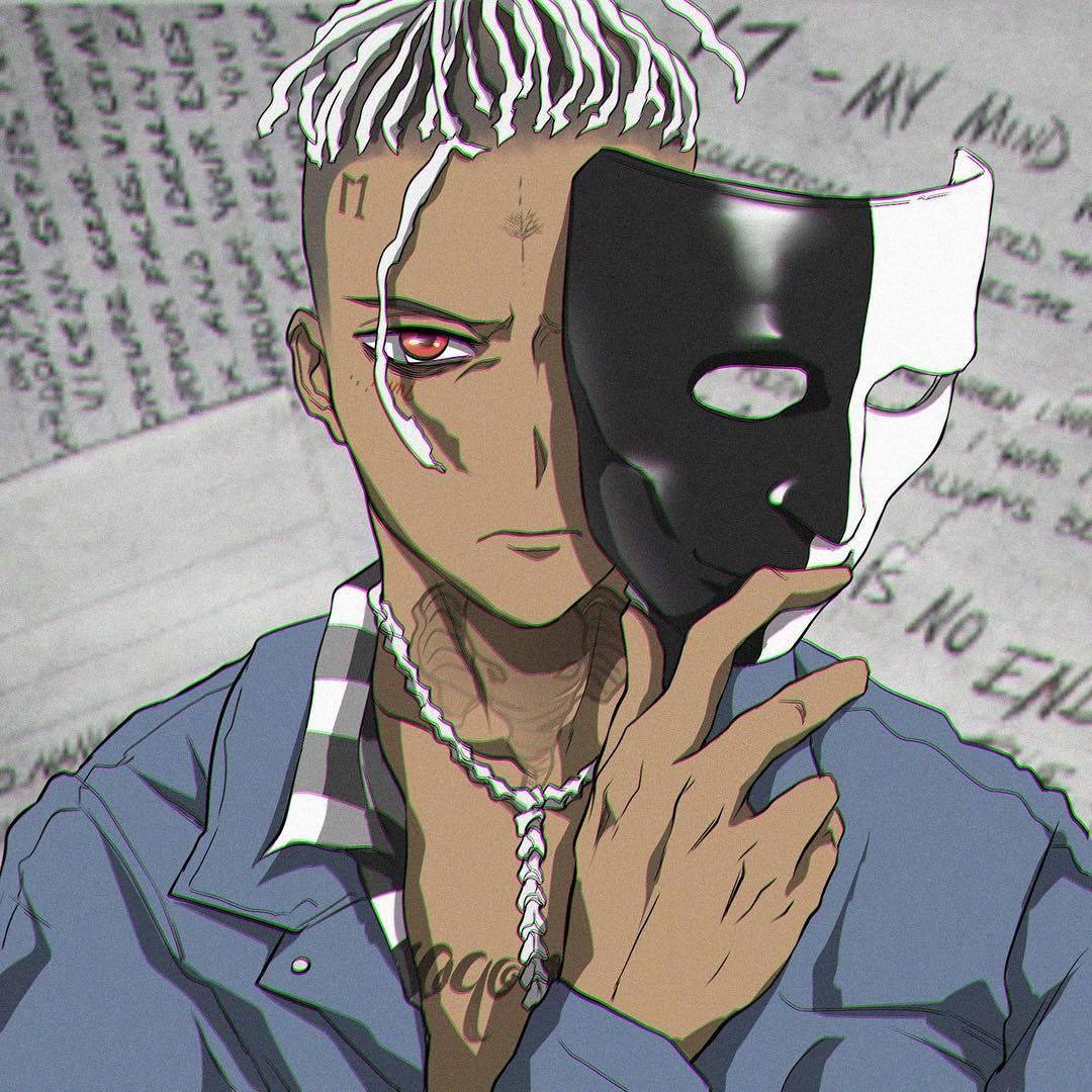 Xxxtentacion Anime Svart Hvit Maske Bakgrunner