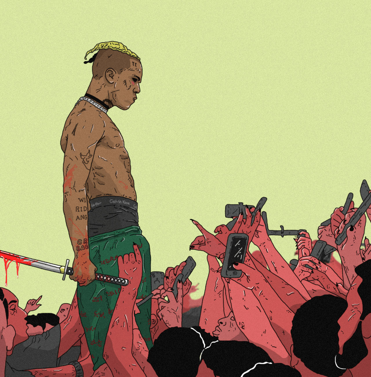 Xxxtentacion Anime i Folkemengden Bakgrunner