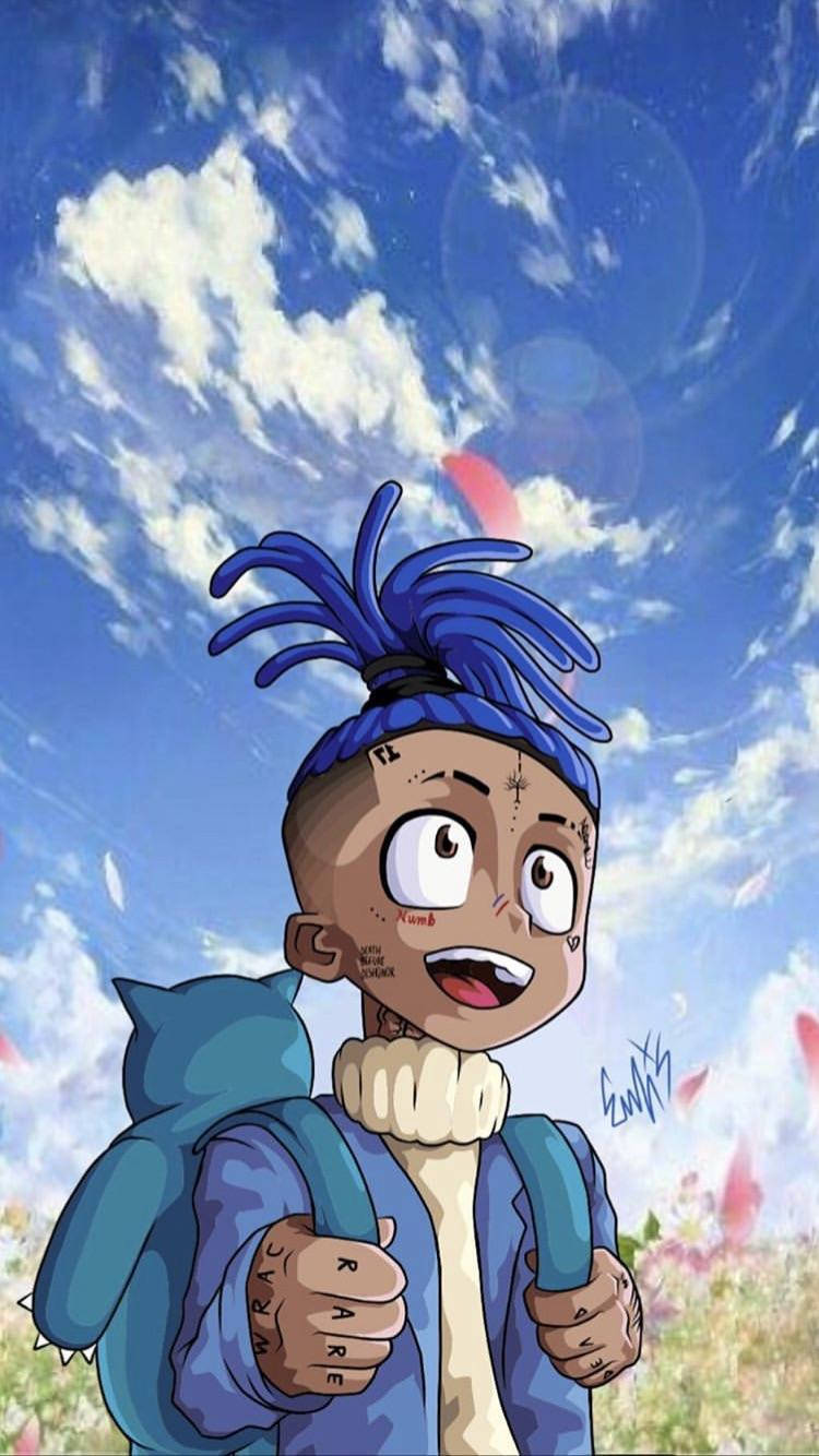 Xxxtentacion Anime i Blå Jakke Bakgrunner