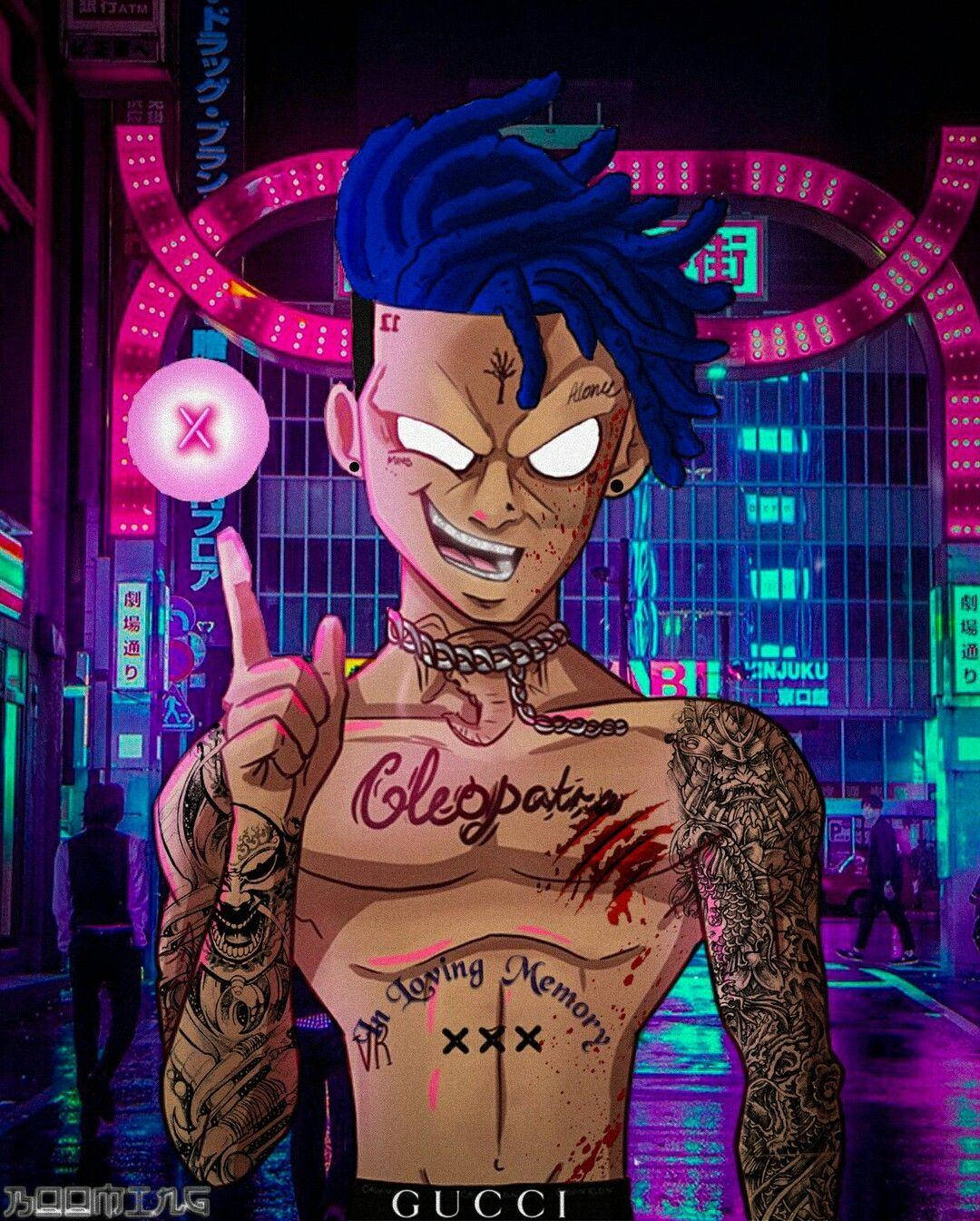 Xxxtentacion Anime Blåhåret Rapper Bakgrunner