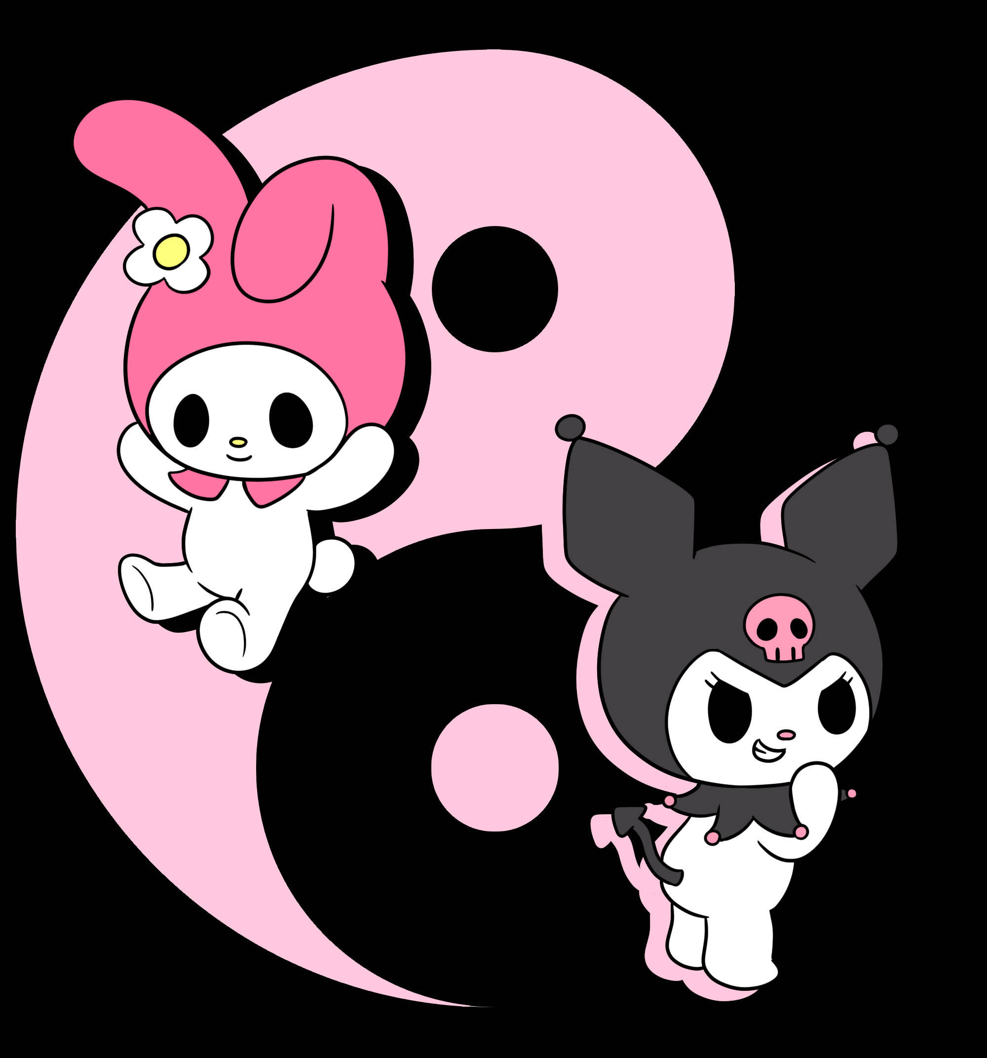 Yin Yang Kuromi Og Melody Bakgrunner