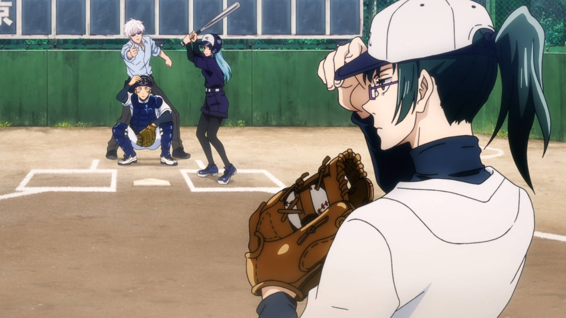Jujutsu Kaisen-karakterer spiller baseball-bakgrunnsbilde.