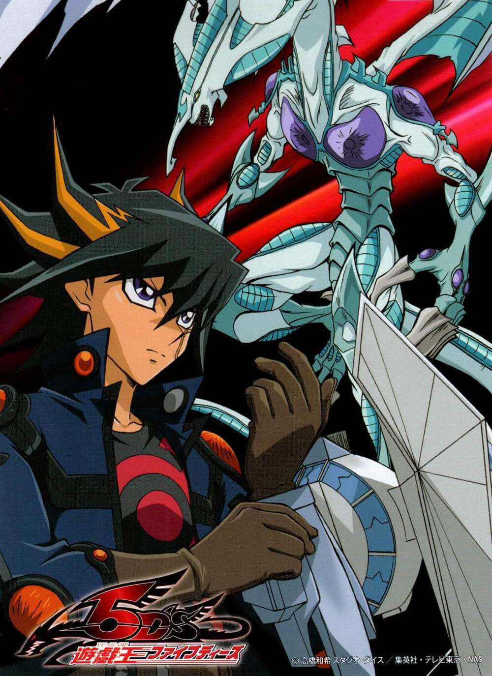 Yusei Fudo som inntar en selvsikker positur Bakgrunner