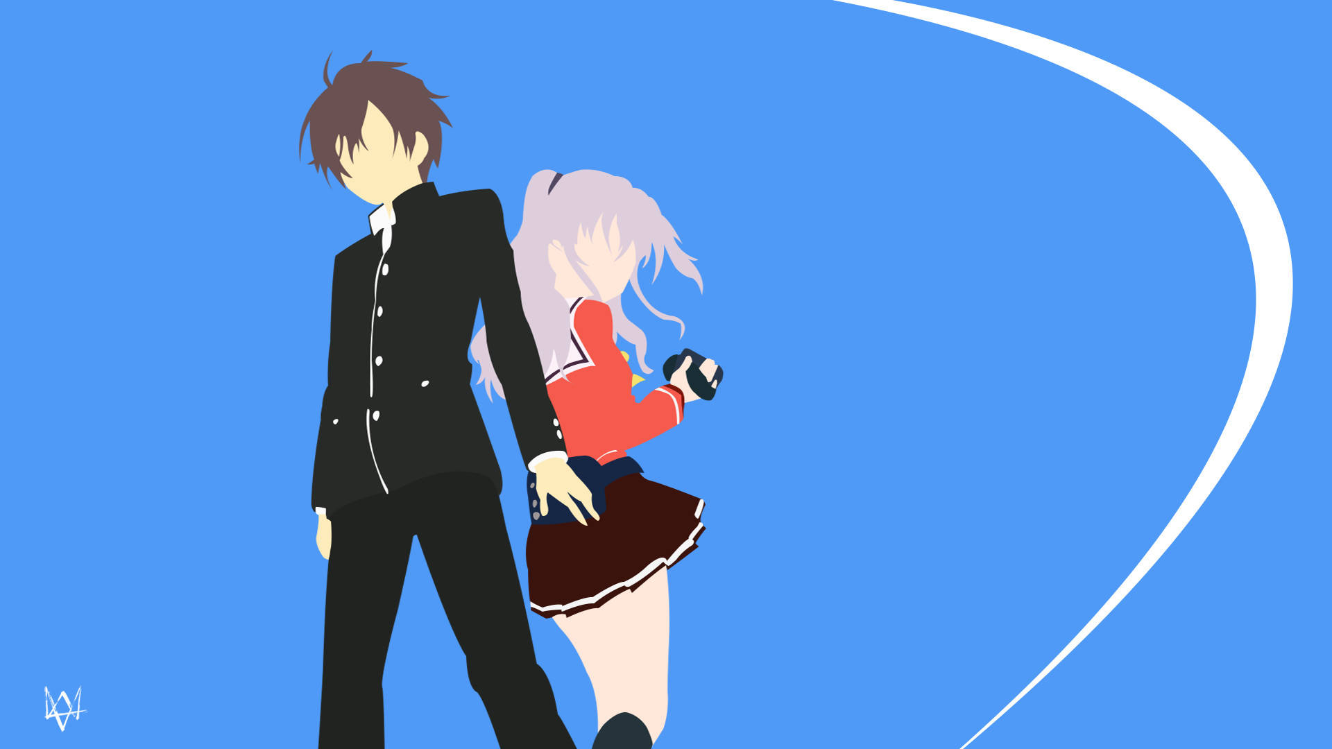 Yuu og Nao Charlotte Minimalistisk Anime Bakgrunner
