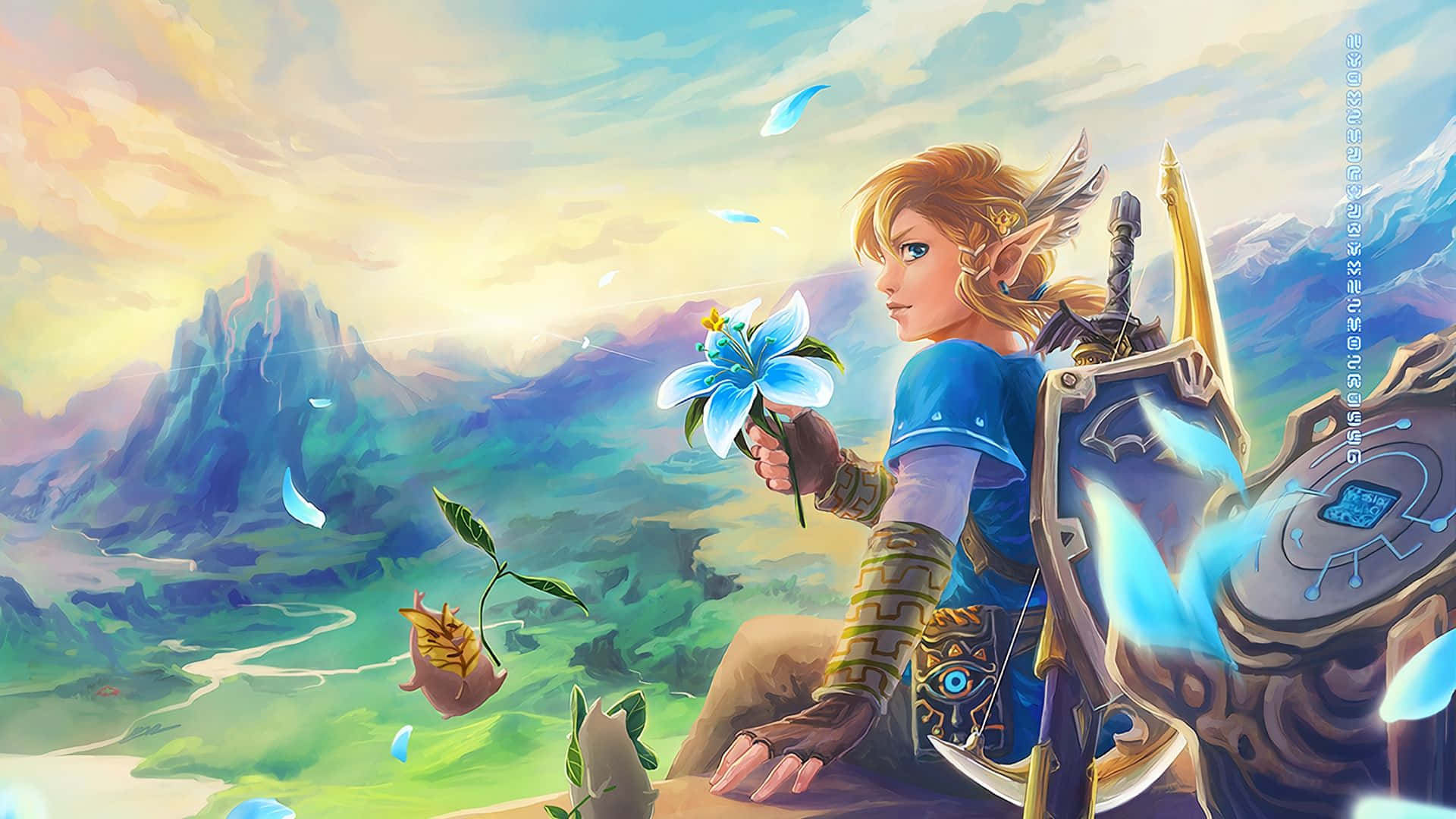 Zelda Botw Fanart Maleri Link Blomst Bakgrunner