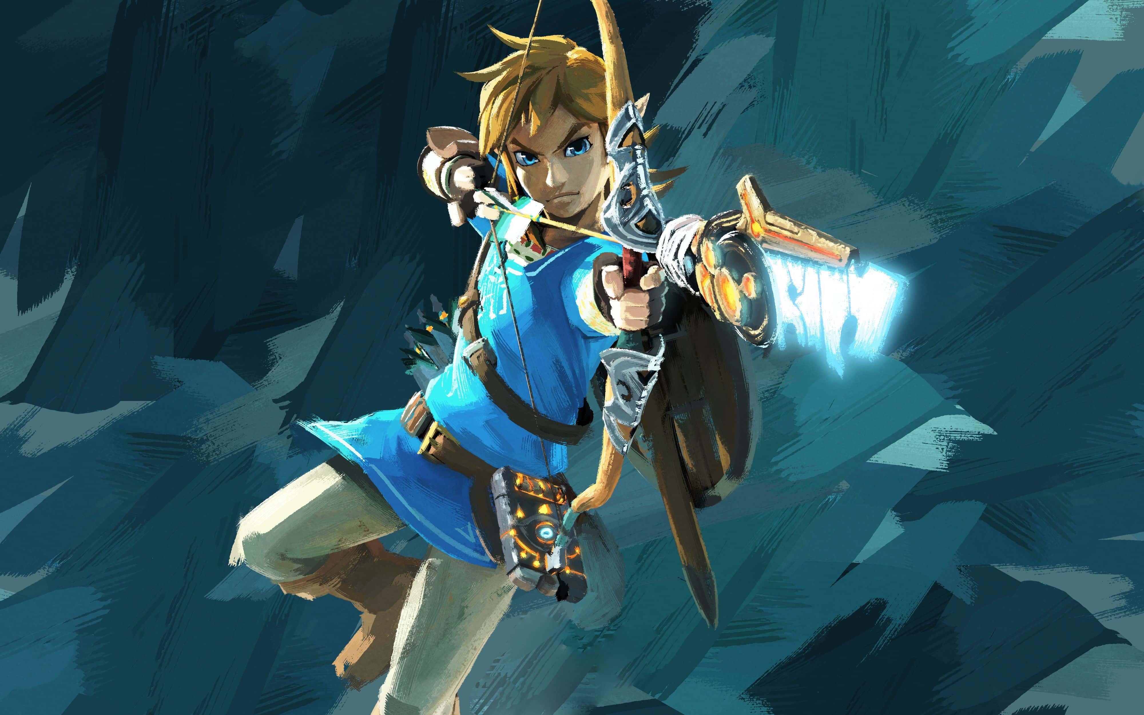 Zelda Breath Of The Wild 4K Link sikter med en håndlaget pil Bakgrunner