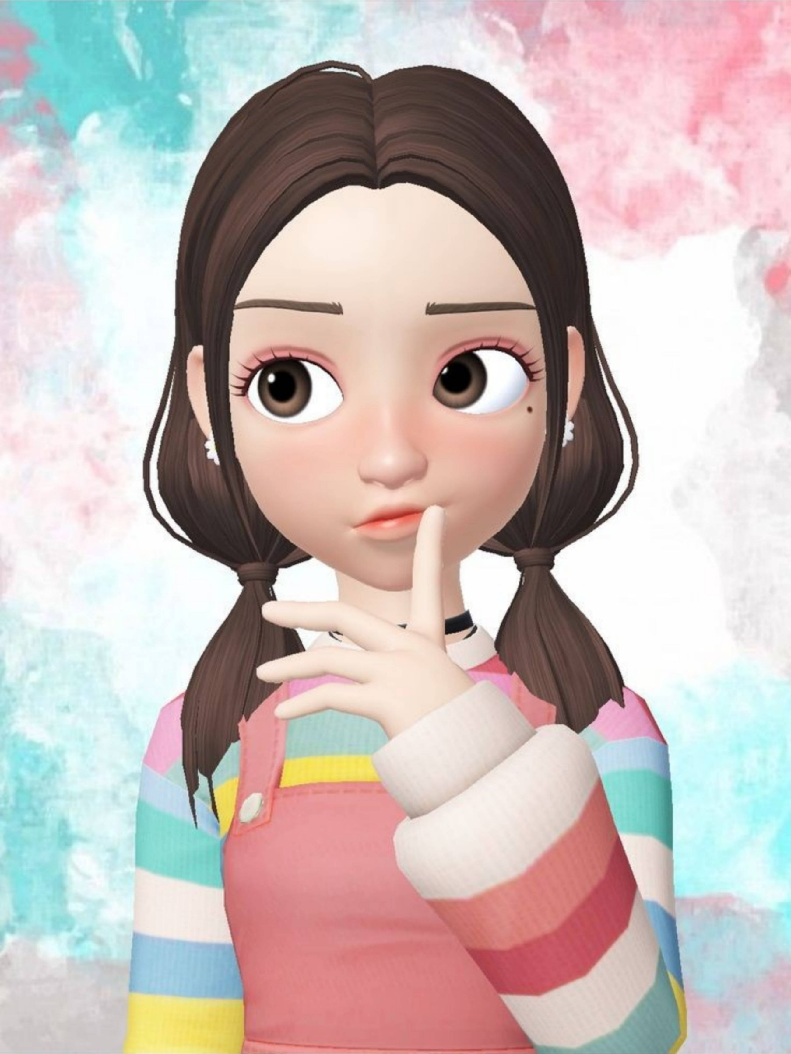 Zepeto Søt Jente med Regnbuegenser Bakgrunner