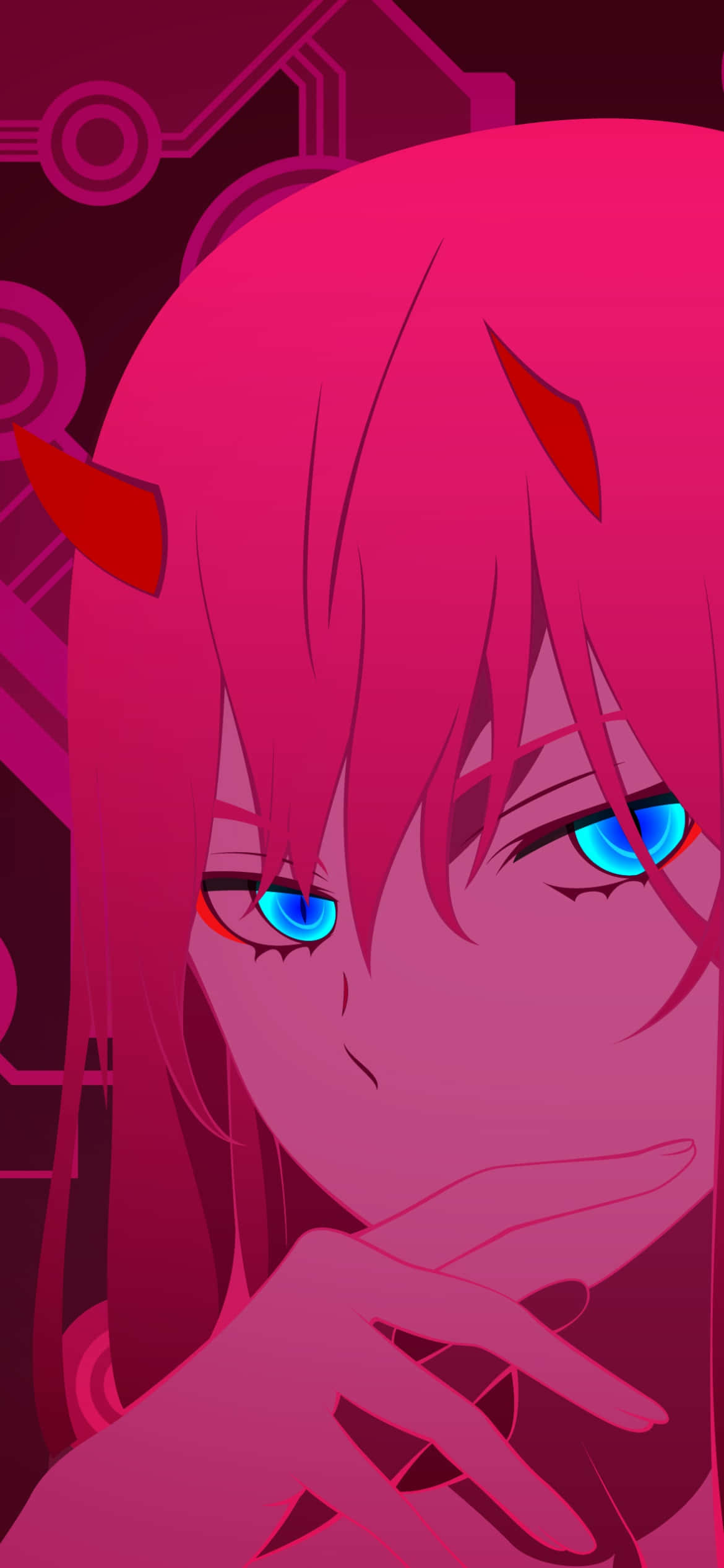 Zero Two fra animeen Darling in the FranXX Bakgrunner