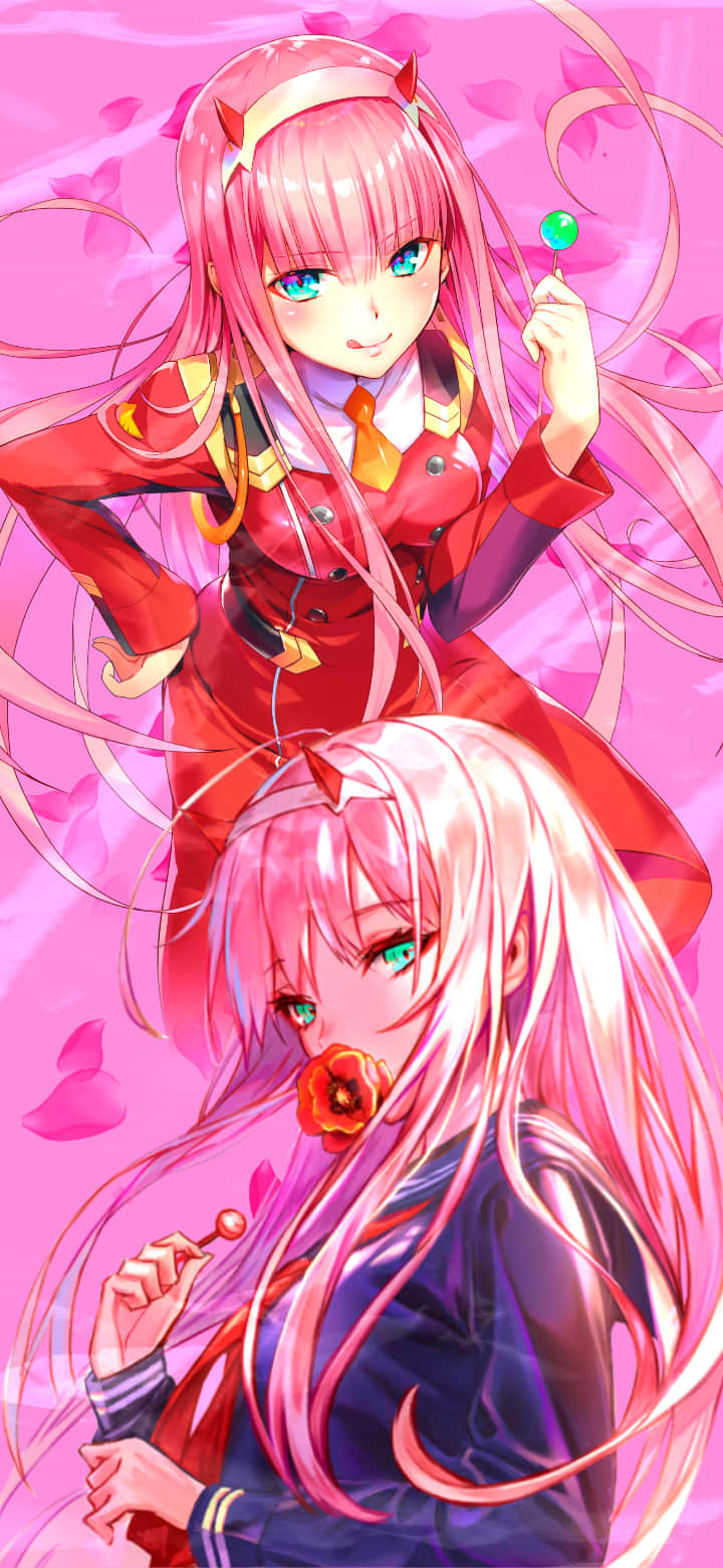 Zero Two i sin ikoniske kjole Bakgrunner