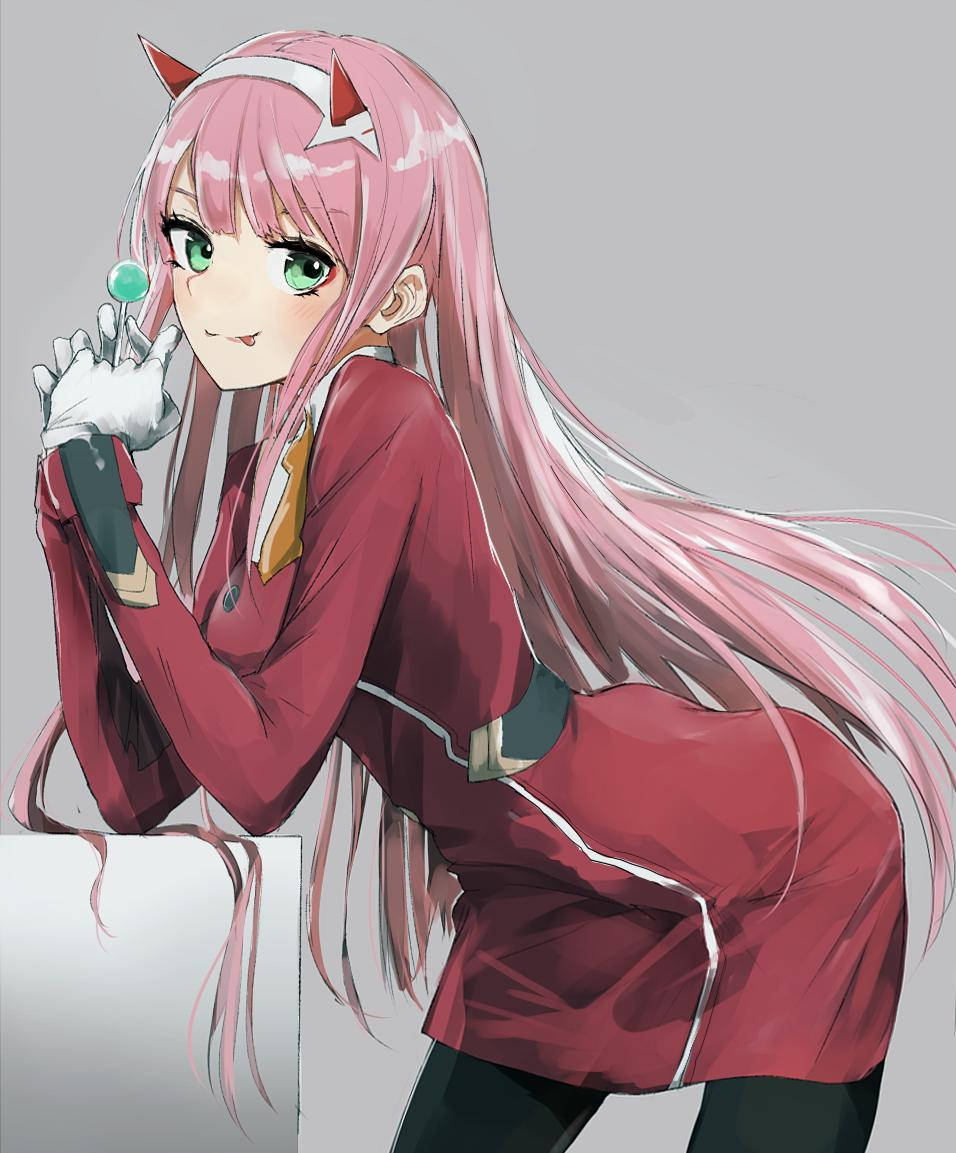 Zero Two nyter en smakfull slikkepinne Bakgrunner