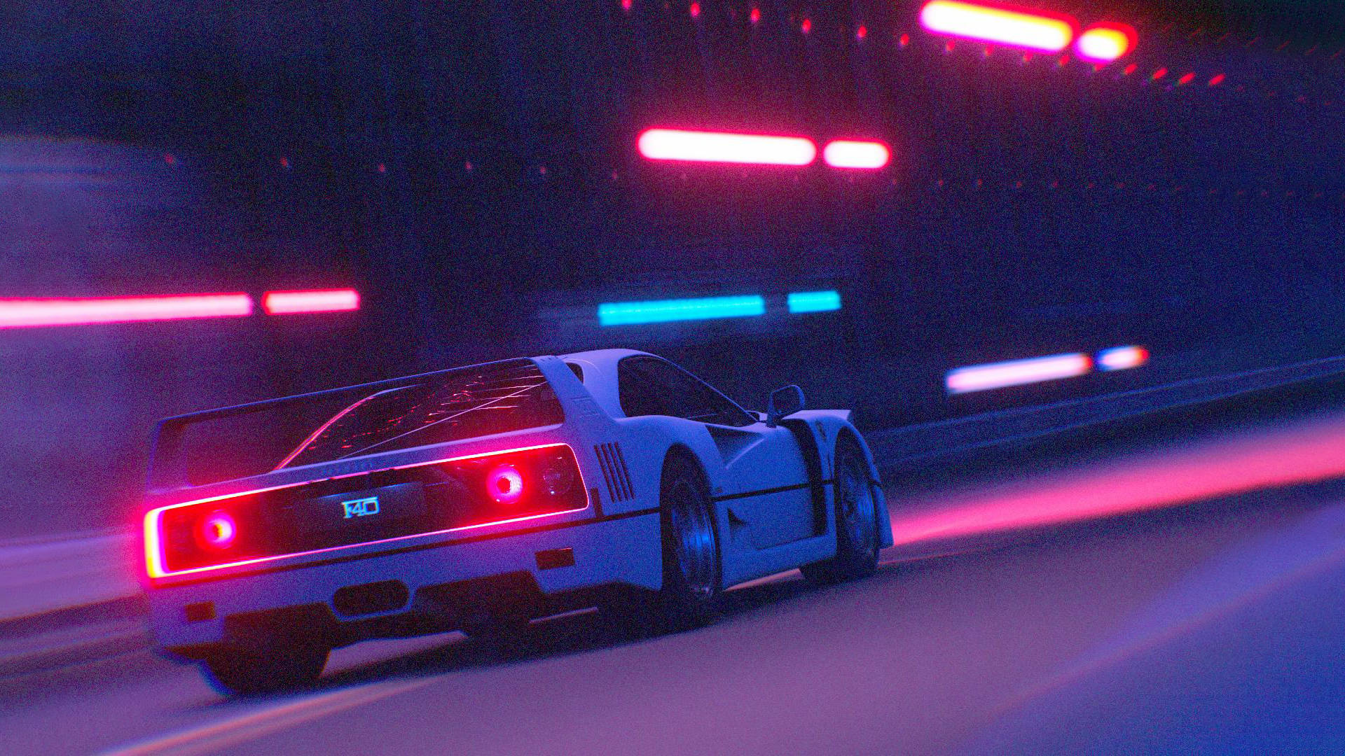 Zoomende JDM-bil med neonlys Bakgrunner