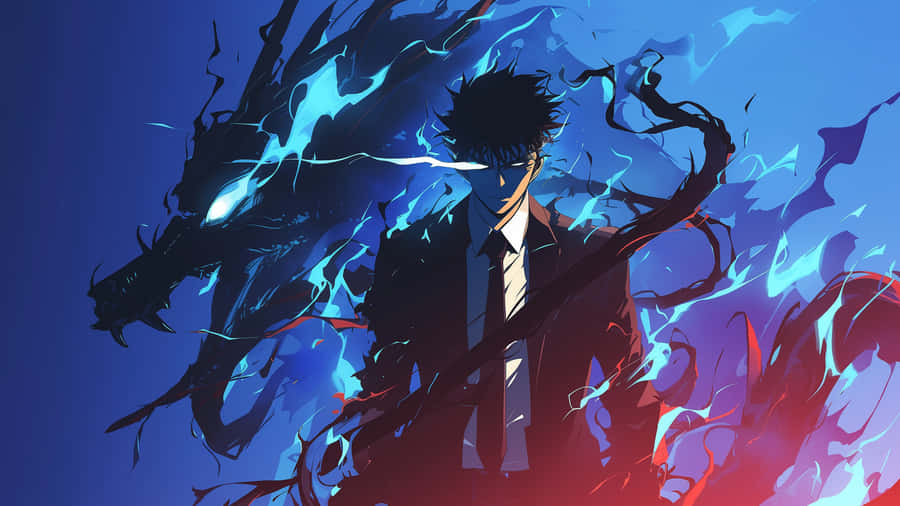 anime,lyn,aura,blå energi,kriger,kul,4K bakgrunn,skrivebord,kraft,elektrisk
