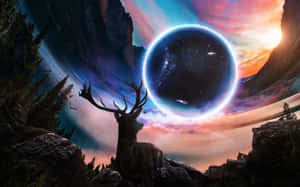 4k Univers Stirrende Hjort — 4K space GIF Bakgrunner
