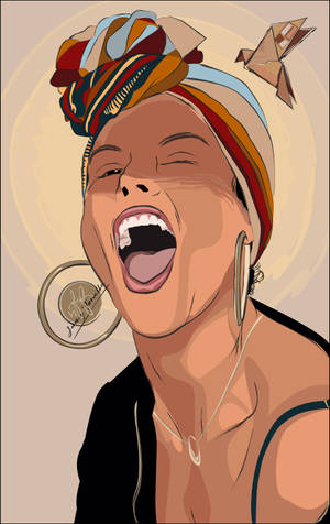 Alicia Keys Digital Illustrasjon bakgrunnsbilde — Lenovo ThinkTab X11 Gen 1 Bakgrunner