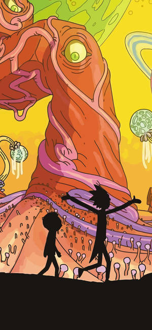 Alien Tree Rick And Morty iPhone — Galaxy S25 FE Bakgrunner